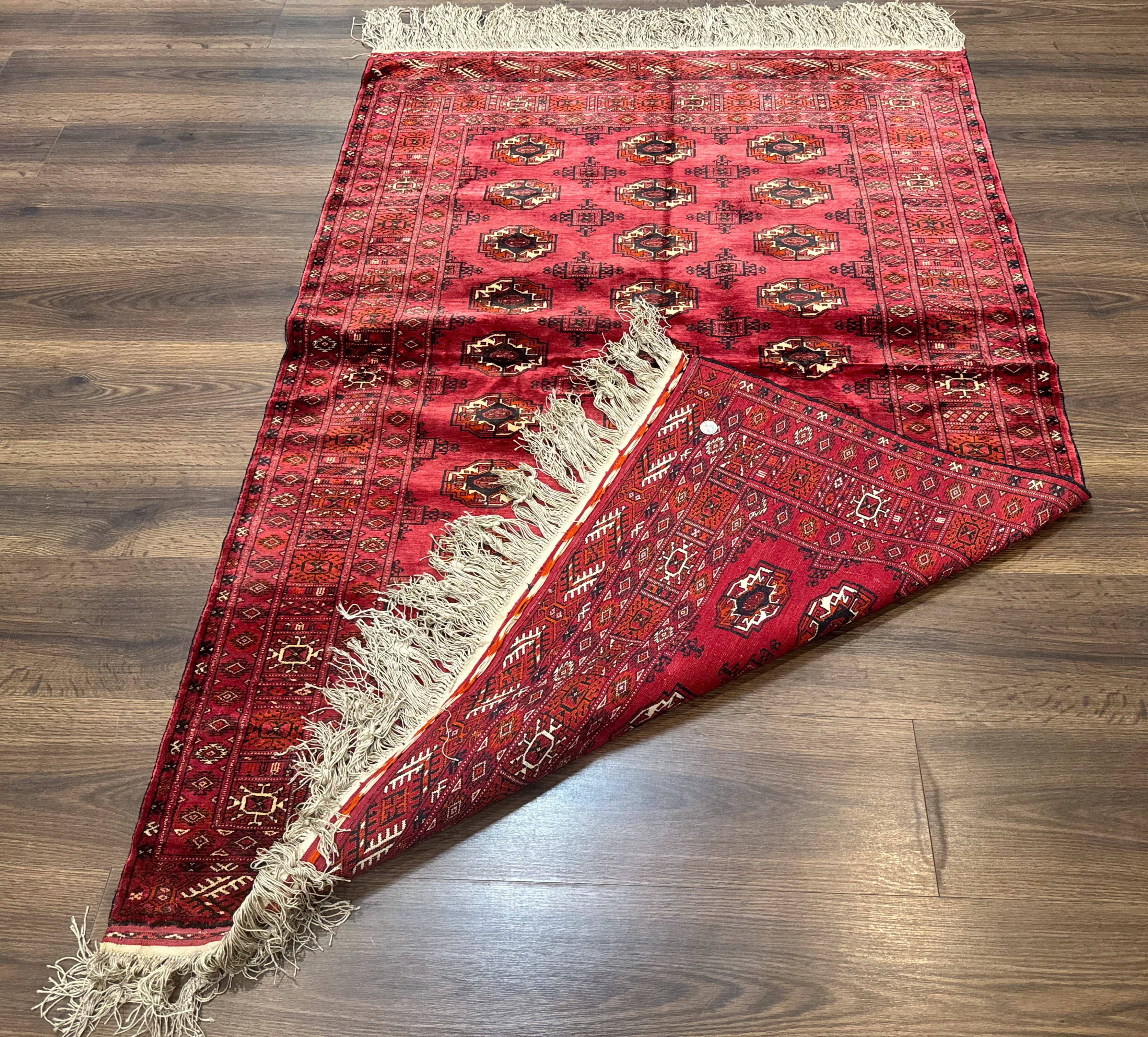 Antique Persian Silk Turkoman Rug 4x5, Silk Pile on Silk Foundation, Red, Rare Tribal Rug - Jewel Rugs