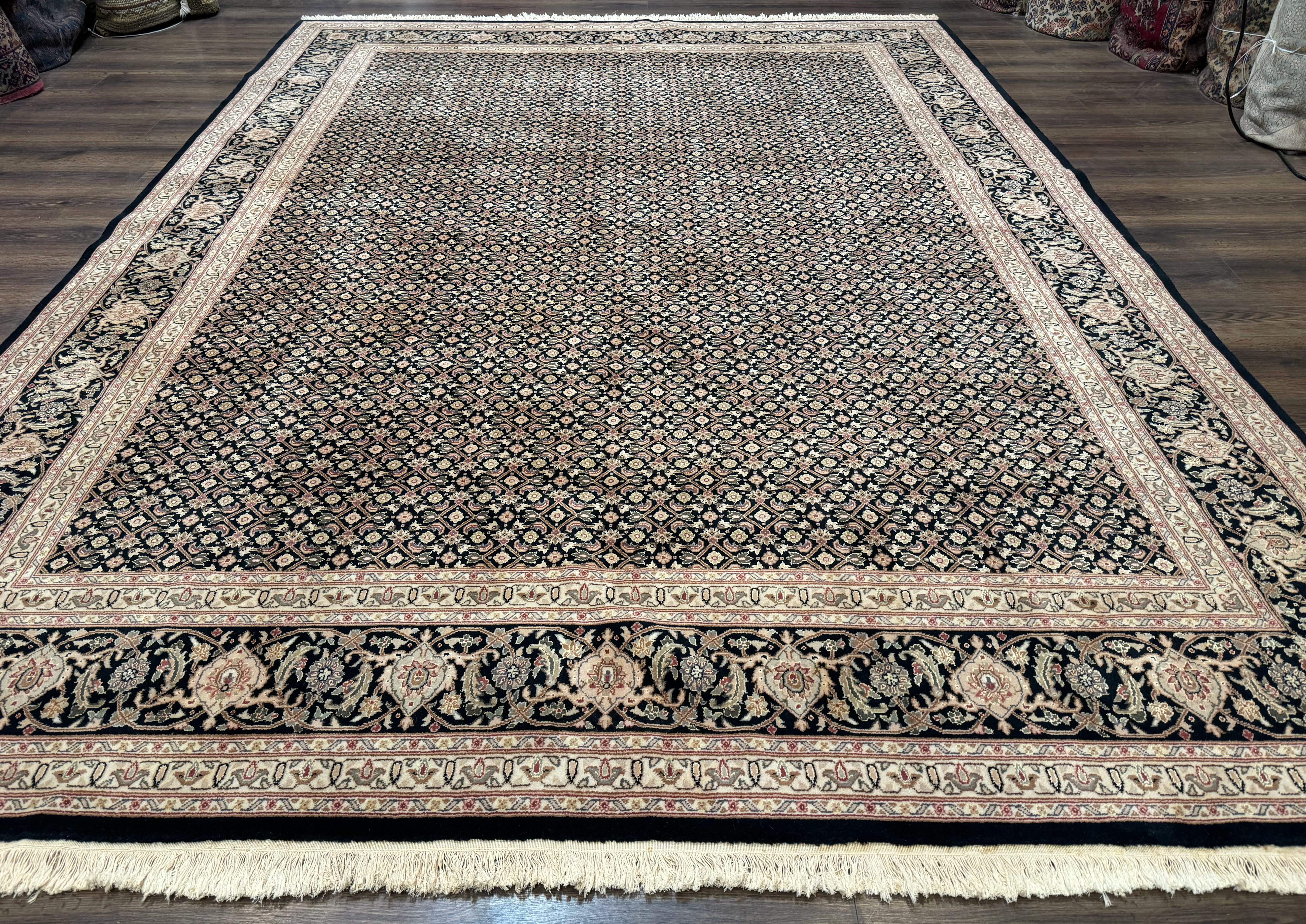 Sino Persian Mahi Rug 9x12, Wool and Silk, Black - Jewel Rugs