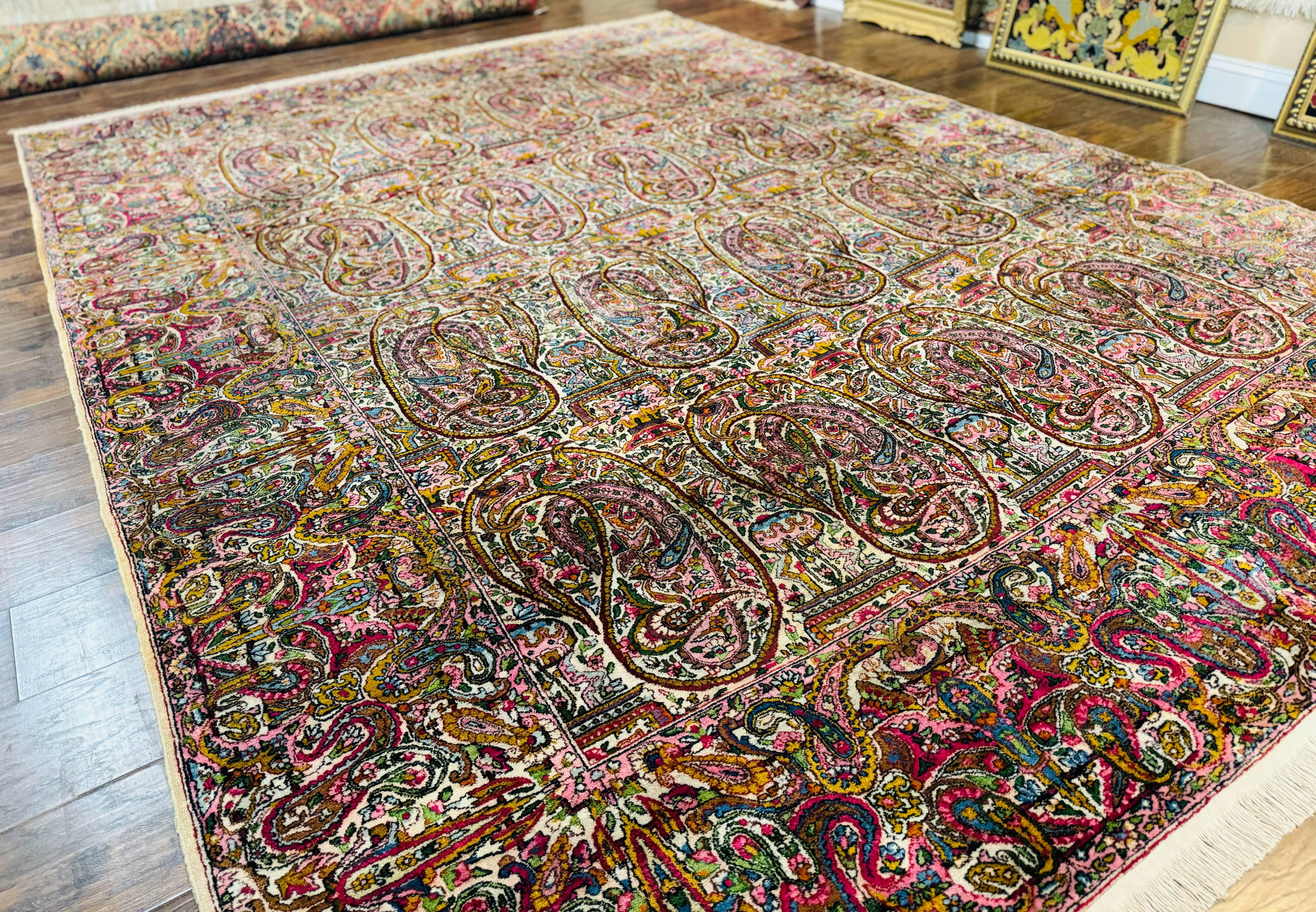 Rare Antique Persian Kerman Lavar Rug 9x12, Boteh Paisley Design - Jewel Rugs