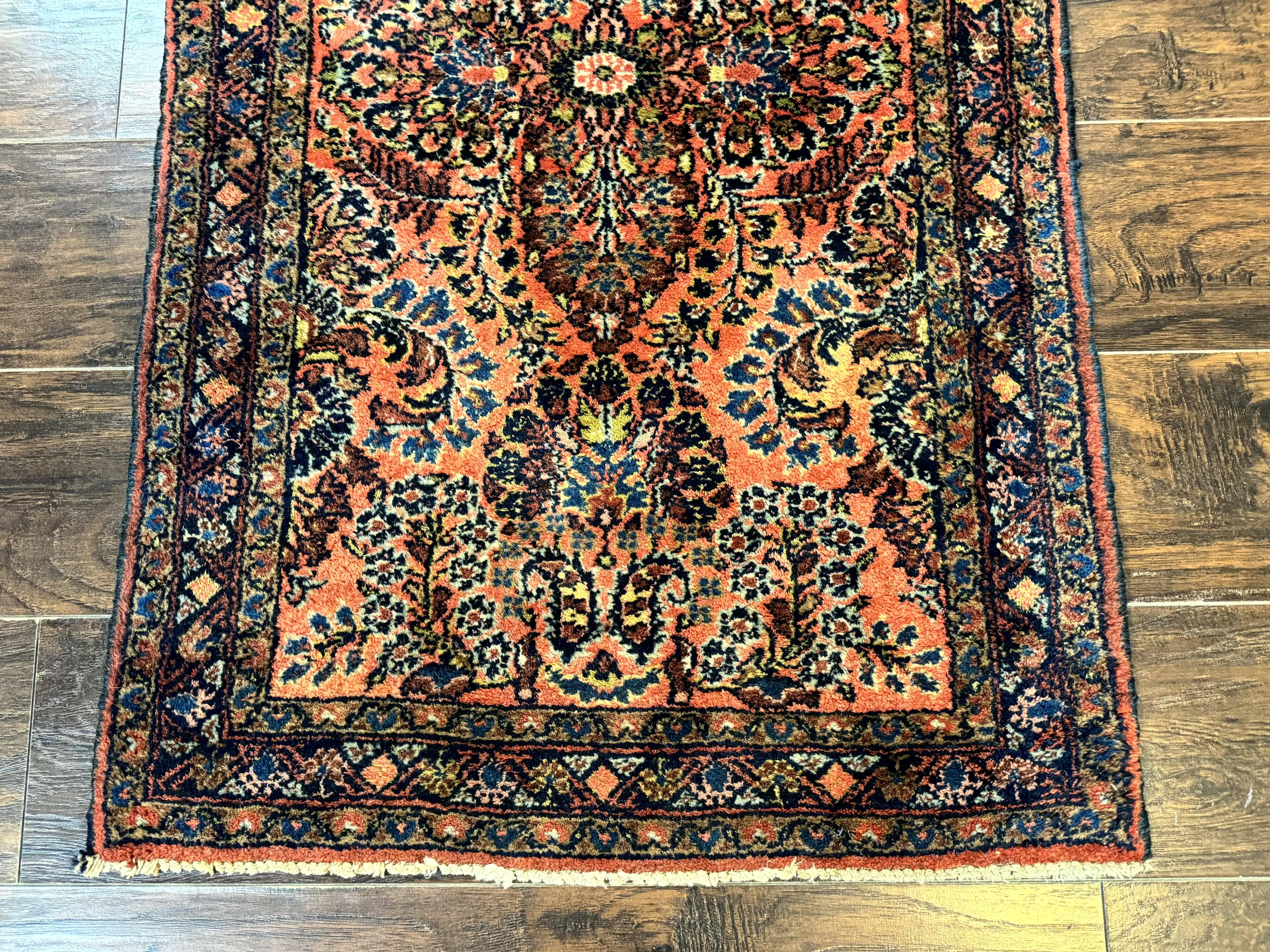 Antique Persian Lilihan Rug 2x4, Red, Floral, Wool, Handmade Lilian Persian Carpet - Jewel Rugs