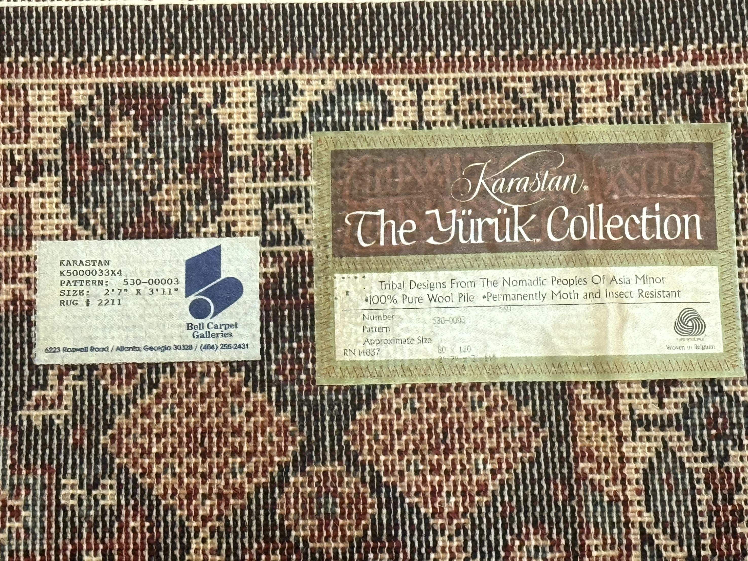 Small Karastan Rug 3x4, Yuruk Collection, Wool, Tribal, Geometric, Navy Blue - Jewel Rugs