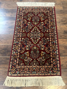 Small Karastan Rug 2.6 x 4 Red Sarouk #785, Karastan Wool Pile Rug, Original 700 Series, Discontinued Vintage Karastan Carpet