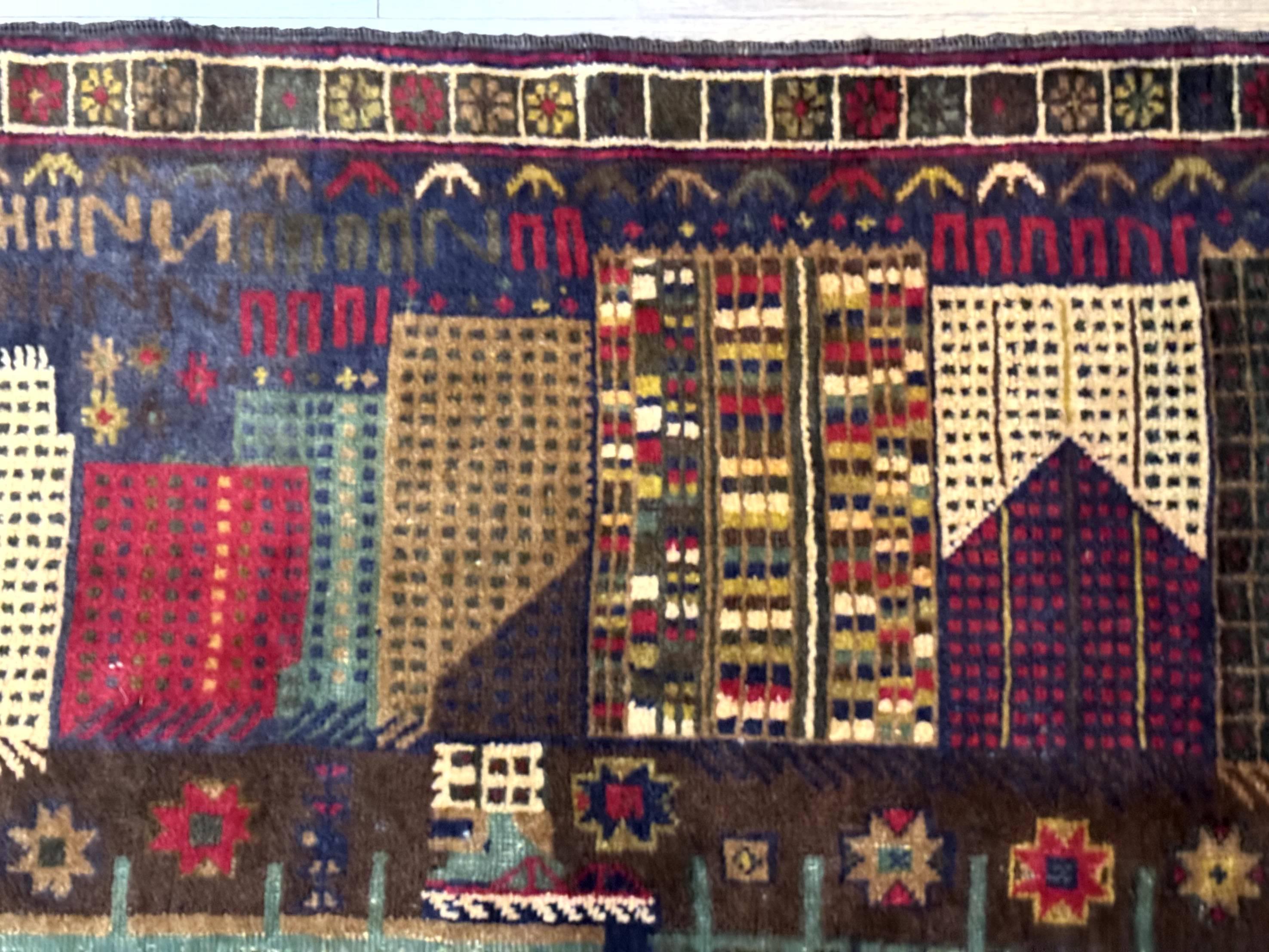 Balouch Rug 3x5, Afghan Carpet, City Pictorial - Jewel Rugs