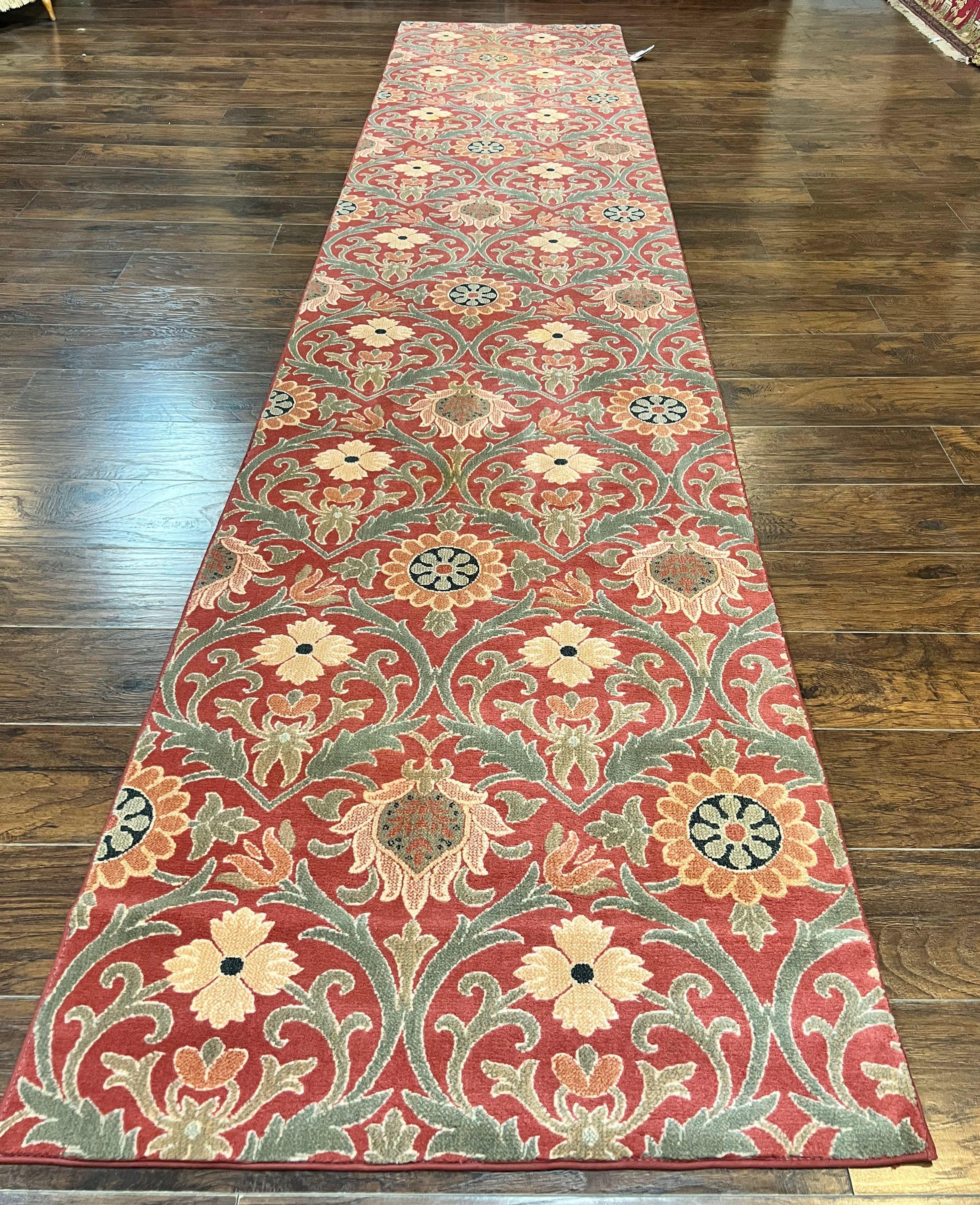 Runner Rug 3 x 14.7, Long Hallway Rug, Wool, Power Loomed, Contemporary, Floral - Jewel Rugs