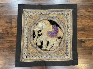 Indian Embroidery 3x3, Elephant Design, Detailed Needlepoint, Beadwork