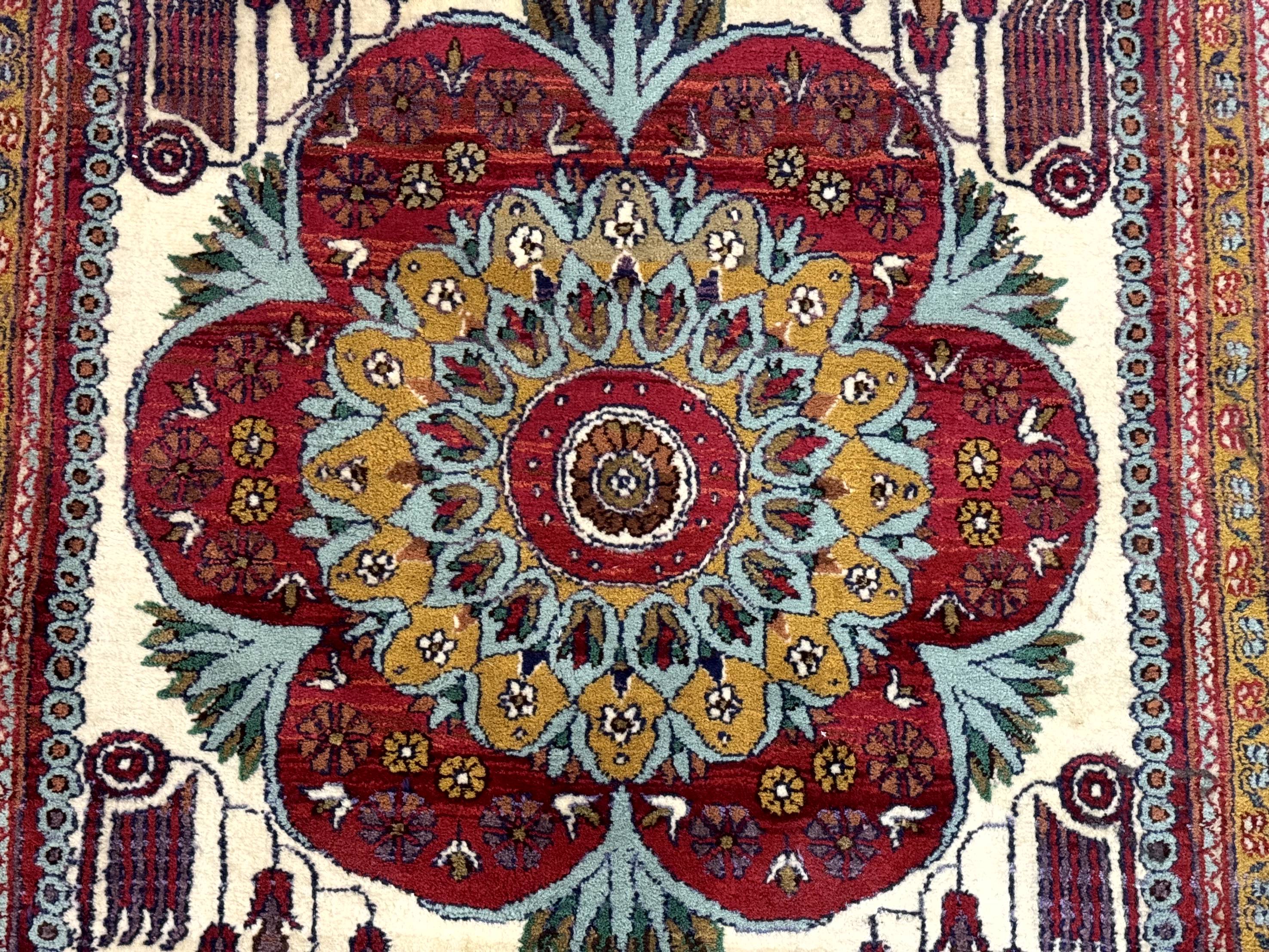 Persian Bijar Rug 2.6 x 4, Antique Carpet, Brick Red and Ivory - Jewel Rugs