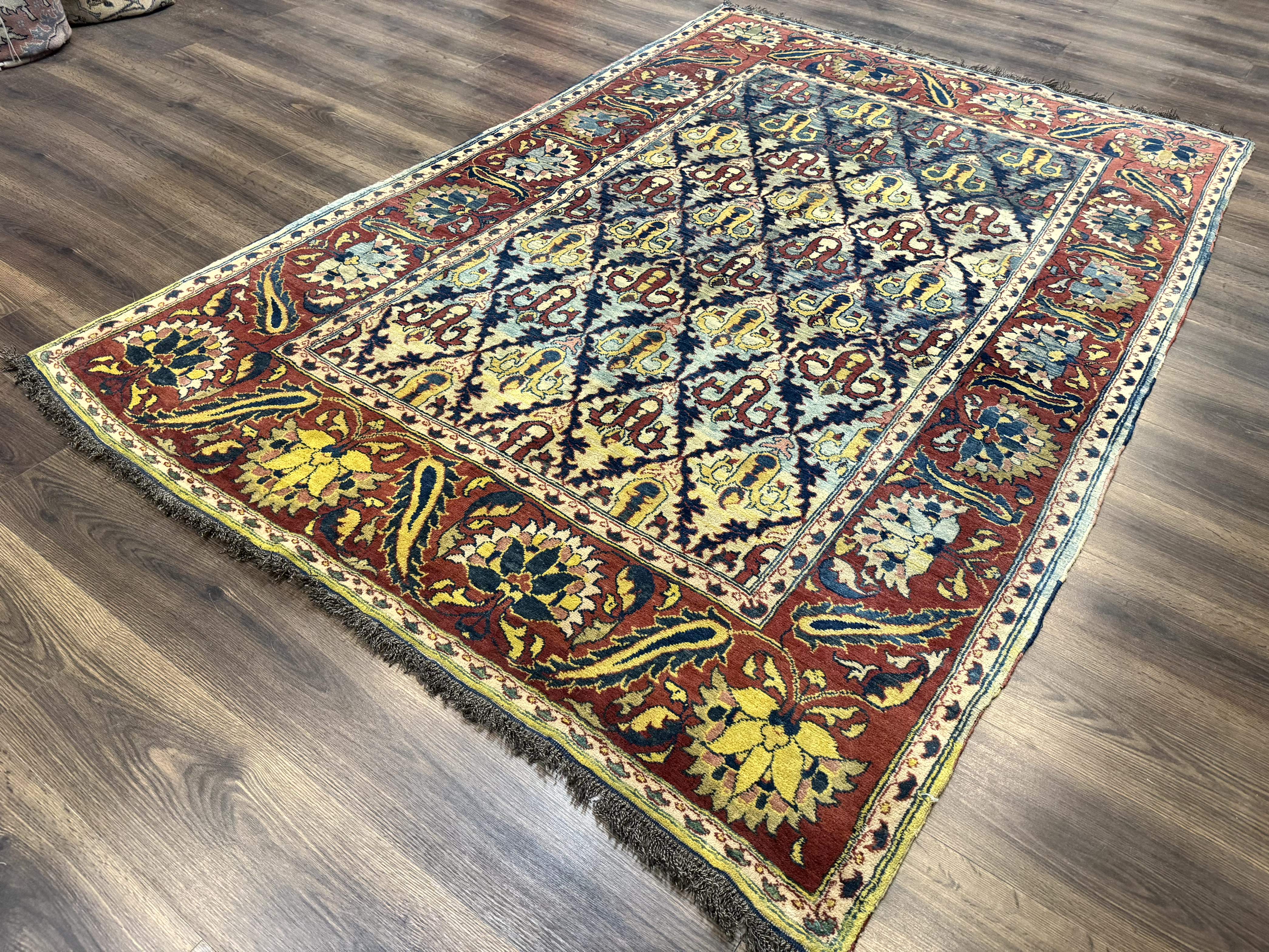 Pak Persian Rug 6x8, Blue Red Multicolor, Unique Design, Hand Knotted, Wool - Jewel Rugs