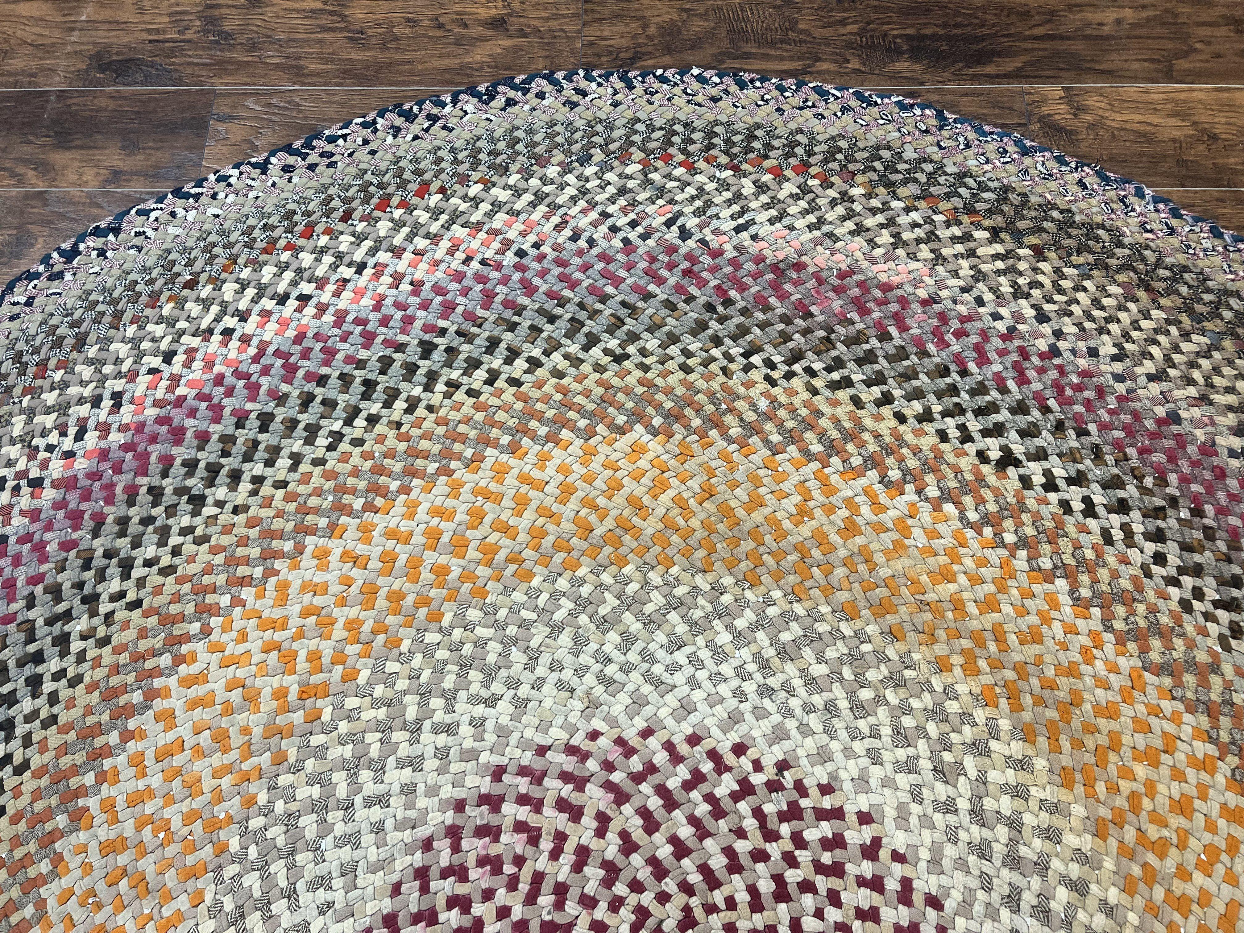 Large American Braided Rug 9x9, Multicolor Vintage Braided Carpet - Jewel Rugs