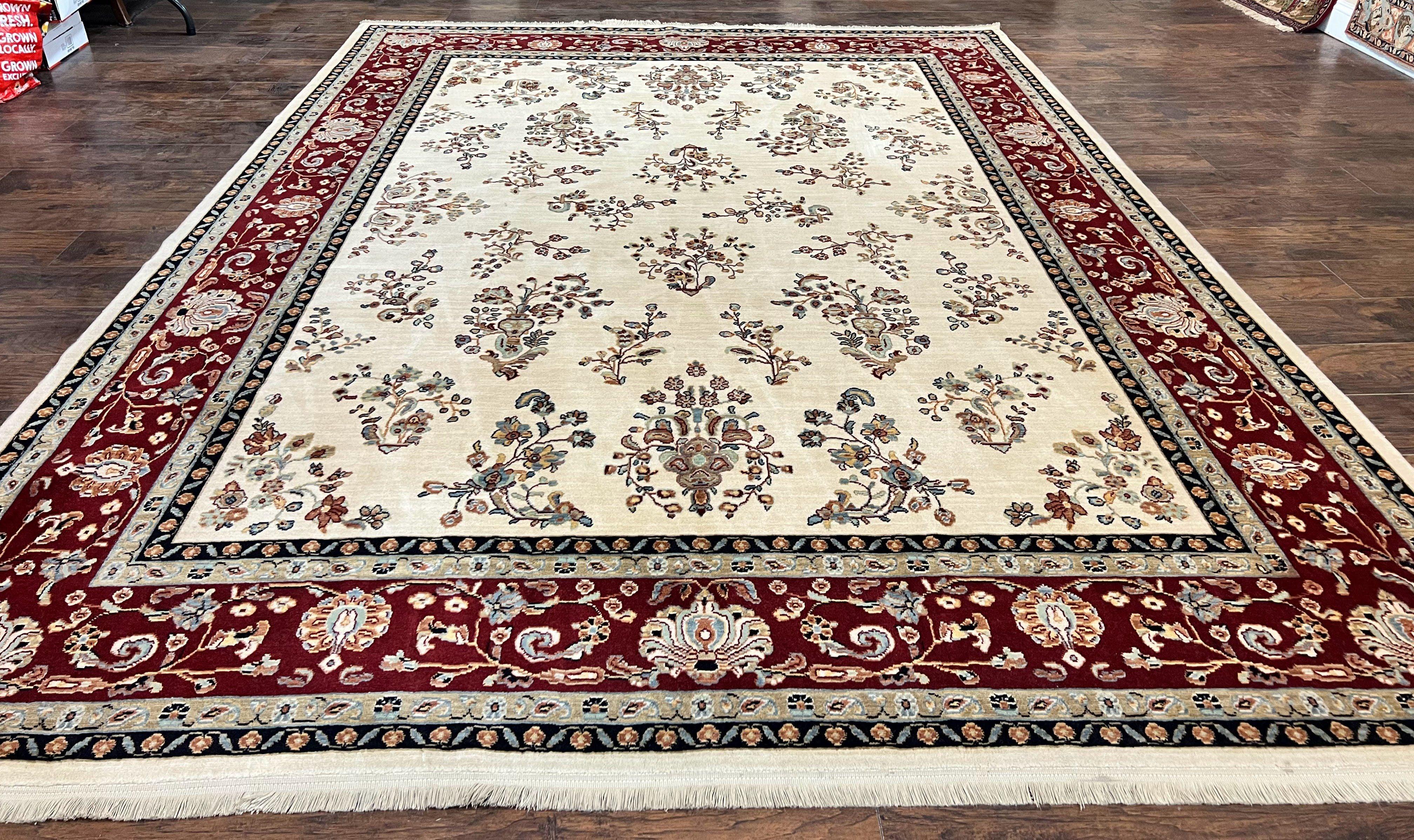 Karastan Rug 8.6 x 11.6, English Manor #2103, Ivory Floral Sarouk, Wool Karastan Carpet, Large Karastan Area Rug, Traditional Karastan Rug - Jewel Rugs