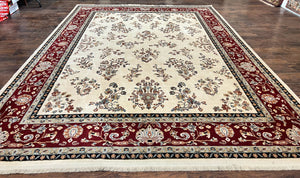 Karastan Rug 8.6 x 11.6, English Manor #2103, Ivory Floral Sarouk, Wool Karastan Carpet, Large Karastan Area Rug, Traditional Karastan Rug