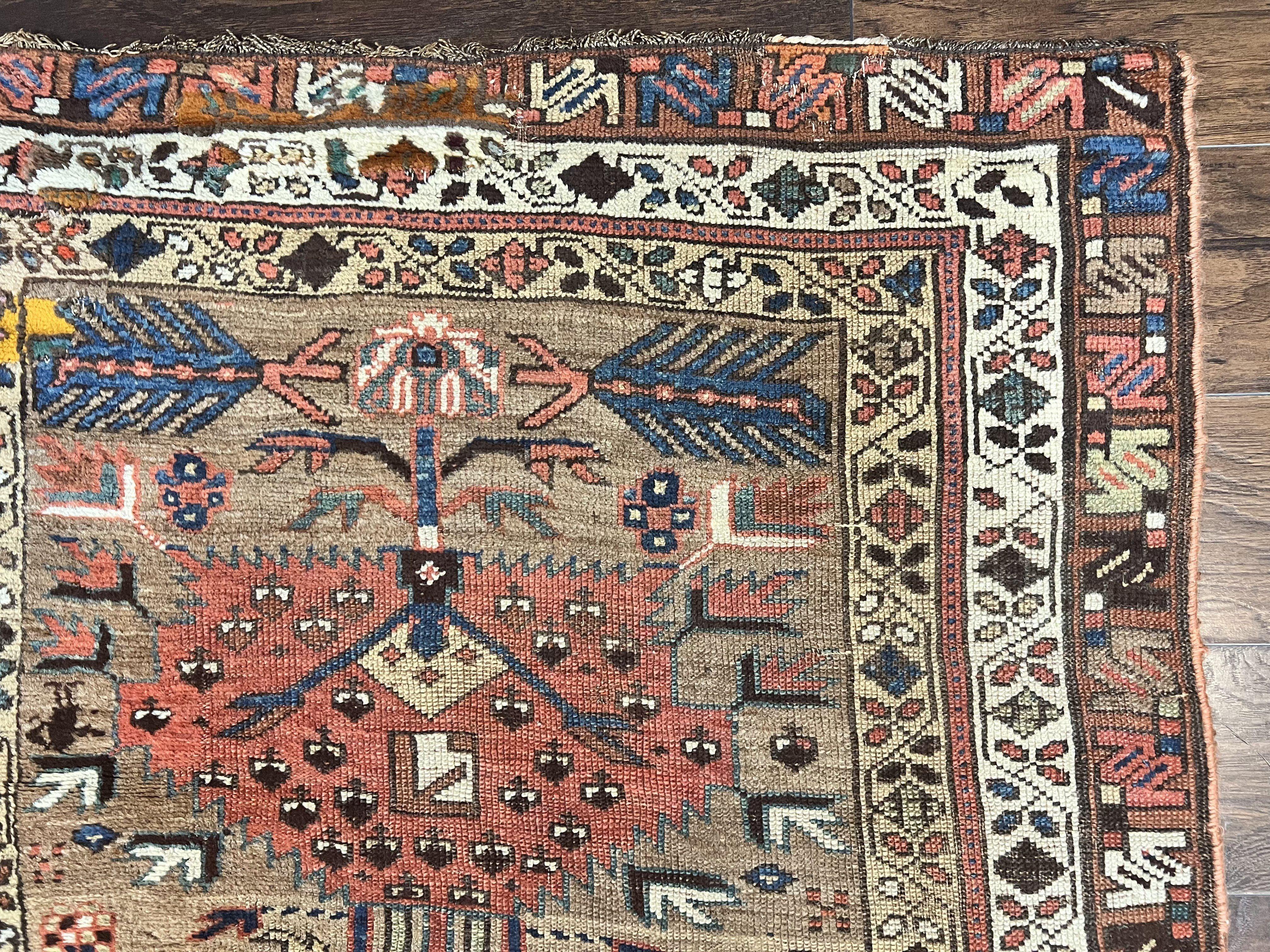 Antique Persian Runner Rug 4 x 16, Persian Kurdish Sarab Runner, Camel Hair Wool Tribal Runner for Hallway, 16ft Runner, Handmade 1920s Rug - Jewel Rugs