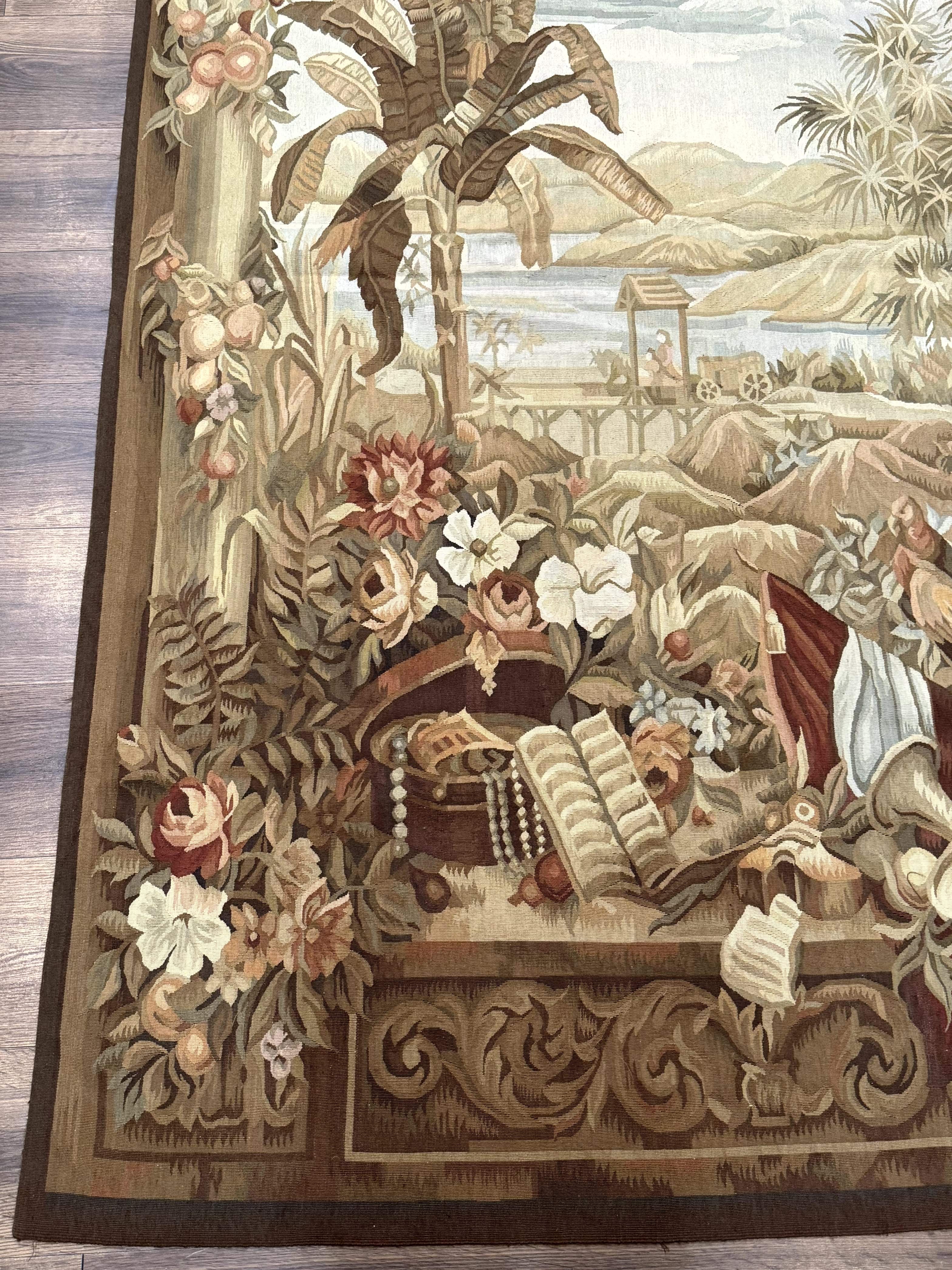 Vintage French Tapestry 5x7, Handmade, Wool, Aubusson Weave - Jewel Rugs