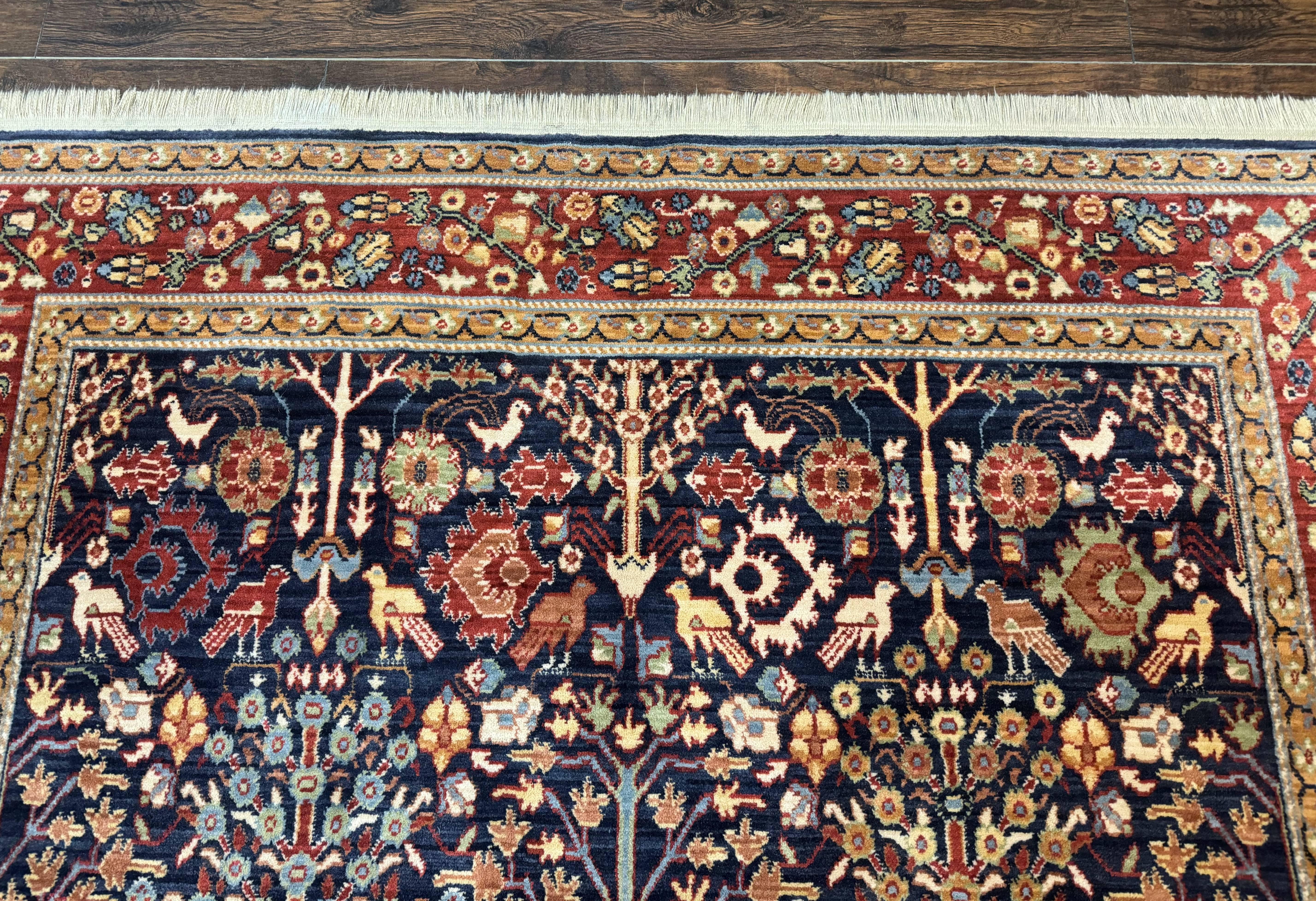 Karastan Rug 5x8, Karastan English Manor Devonshire 2120, Discontinued Wool Pile Karastan Navy Blue Floral Room Sized Area Rug, Bird Motifs - Jewel Rugs