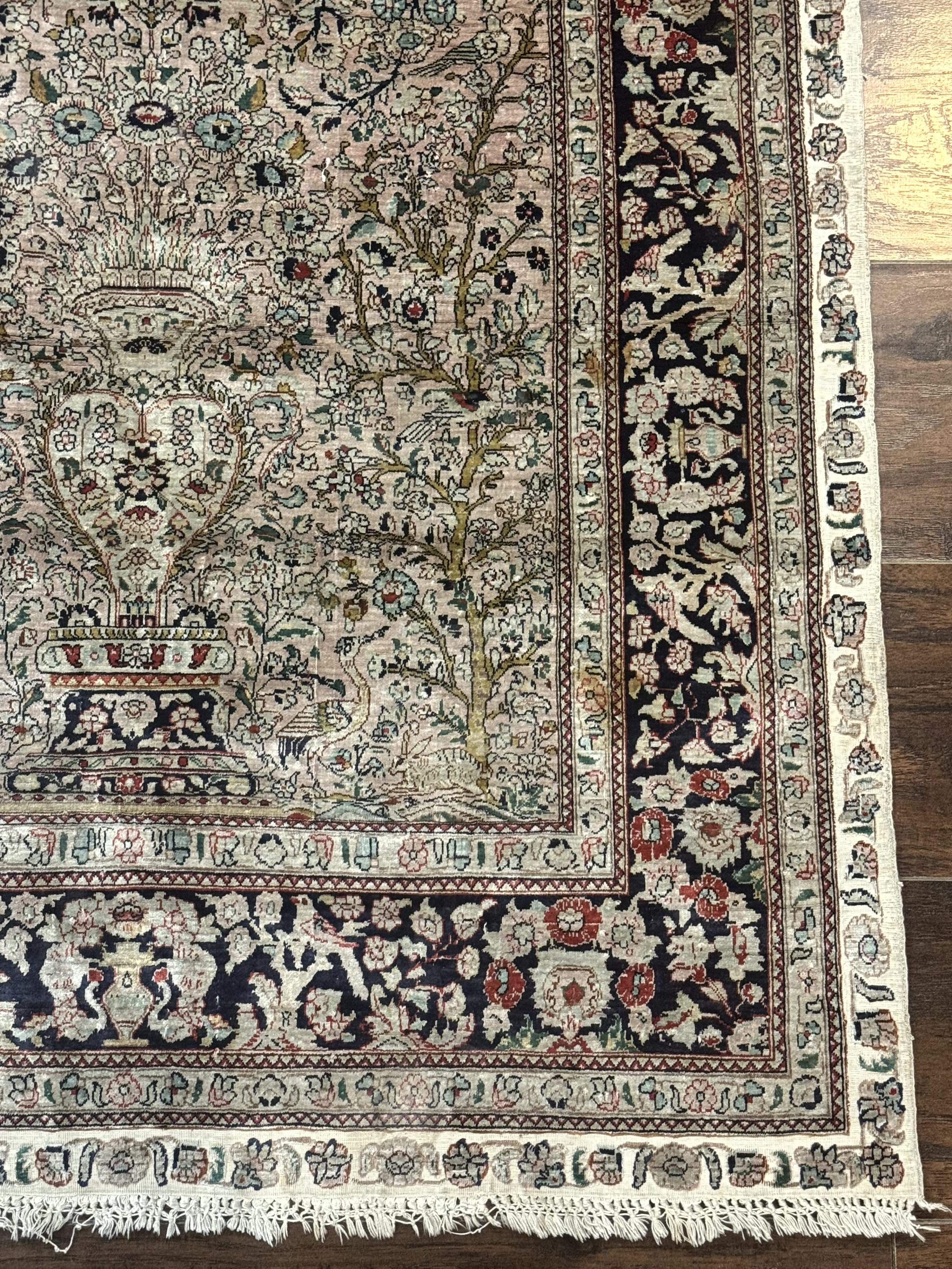 Sino Persian Silk Tree of Life Rug 3x5, Very Fine 550 KPSI, Taupe - Jewel Rugs