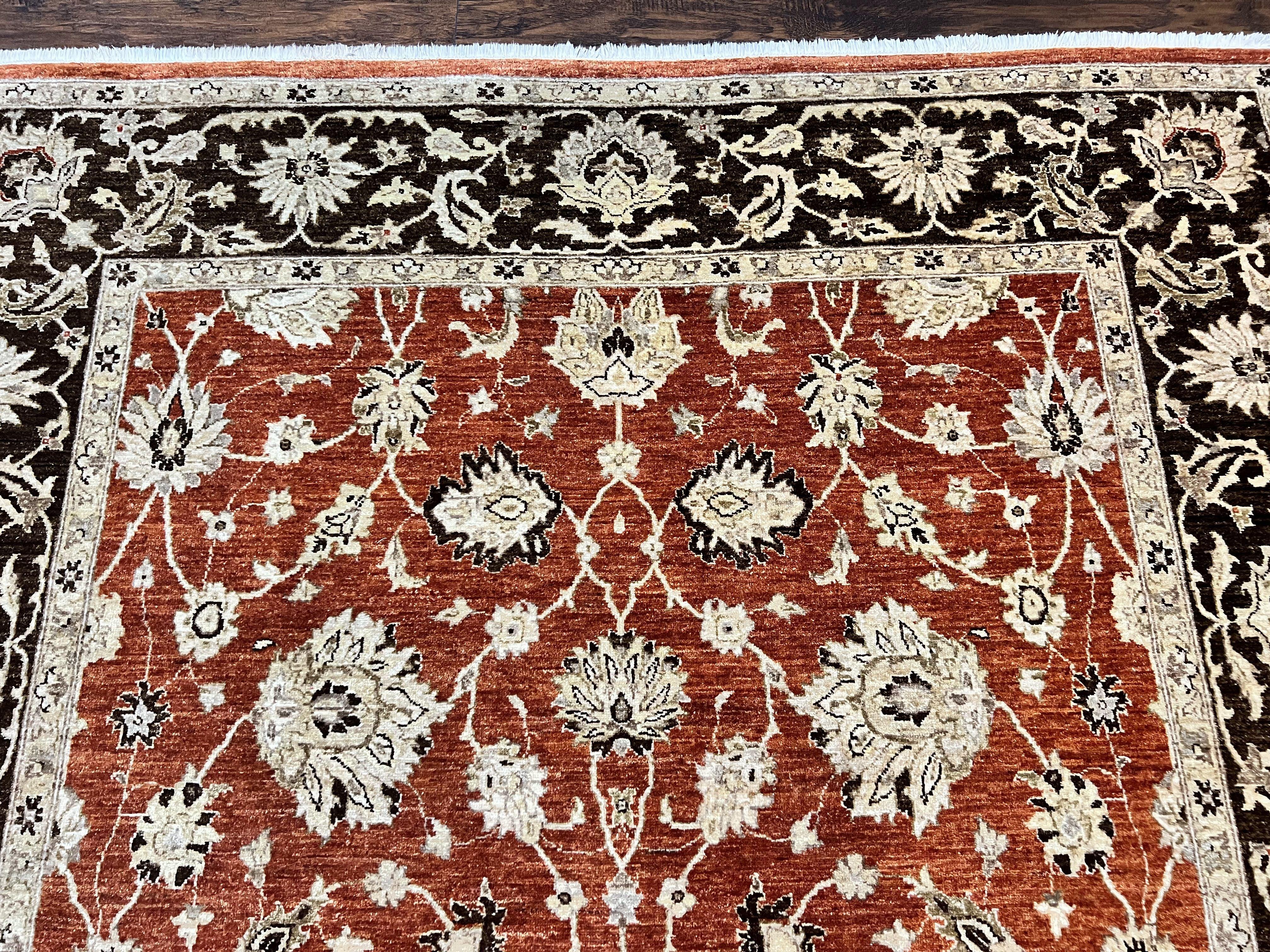 Pakistani Oriental Rug 6x9, Red, Floral Allover, Handmade Wool Rug, Peshawar Chobi Rug, Pak Persian Carpet 6 x 9 - Jewel Rugs