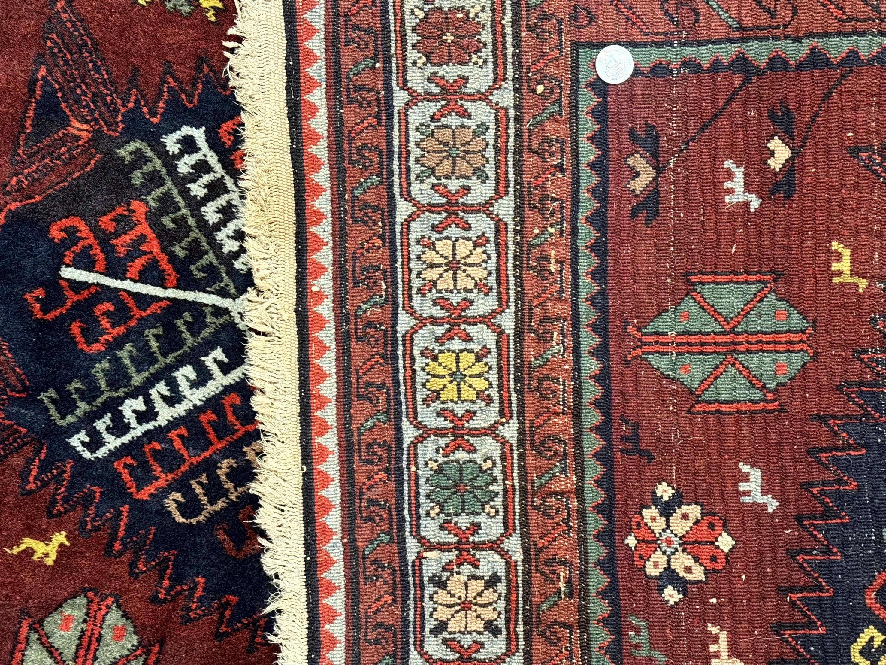 Antique Persian Tribal Rug 5 x 7.8, Triple Medallions, Red, Persian Afshar Rug - Jewel Rugs