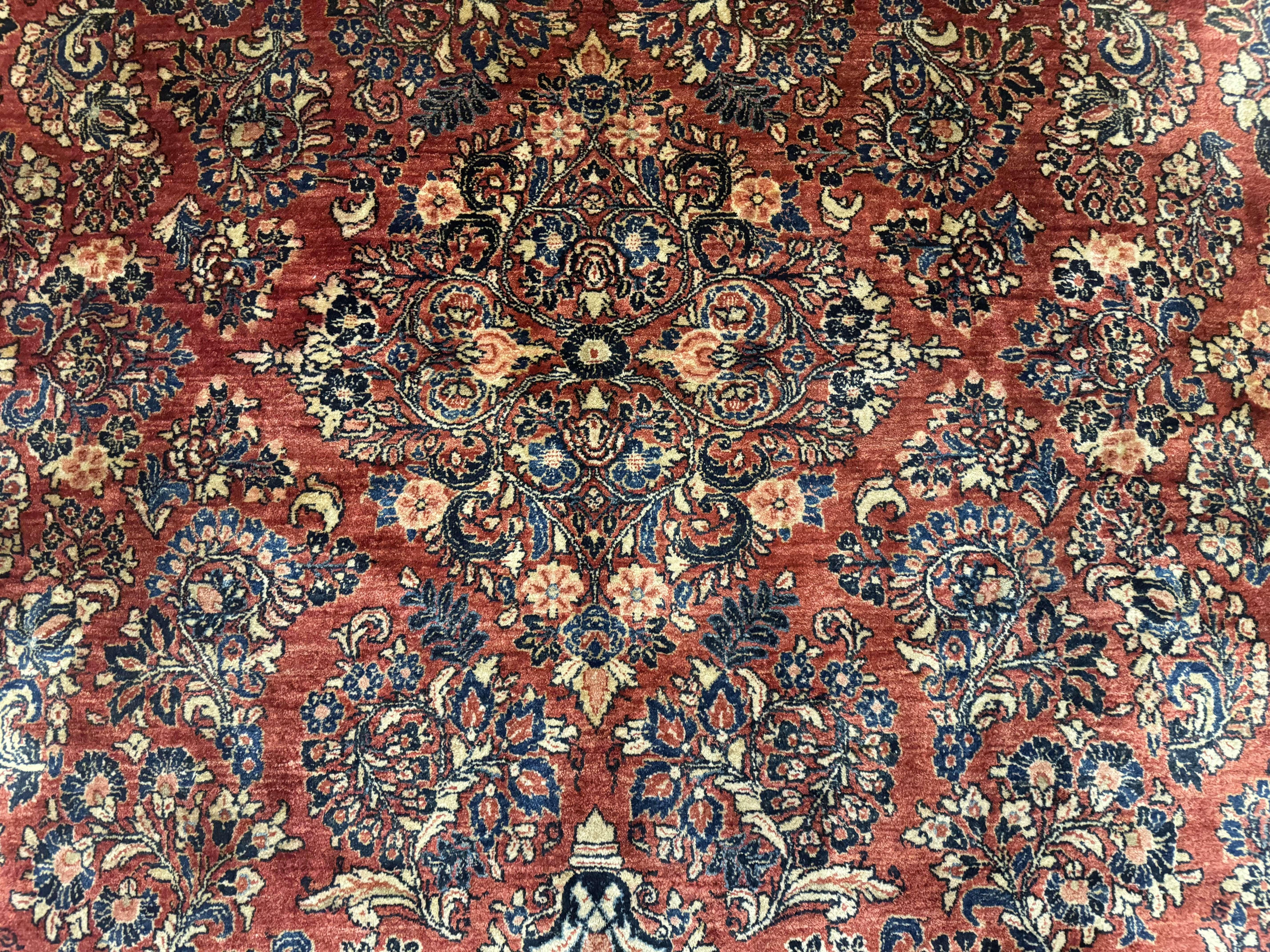 Large Persian Sarouk Rug 10x17, Palace Size Antique Persian Carpet, Red, Floral Allover, Traditional Persian Rug, Oversize Handmade Wool Rug - Jewel Rugs