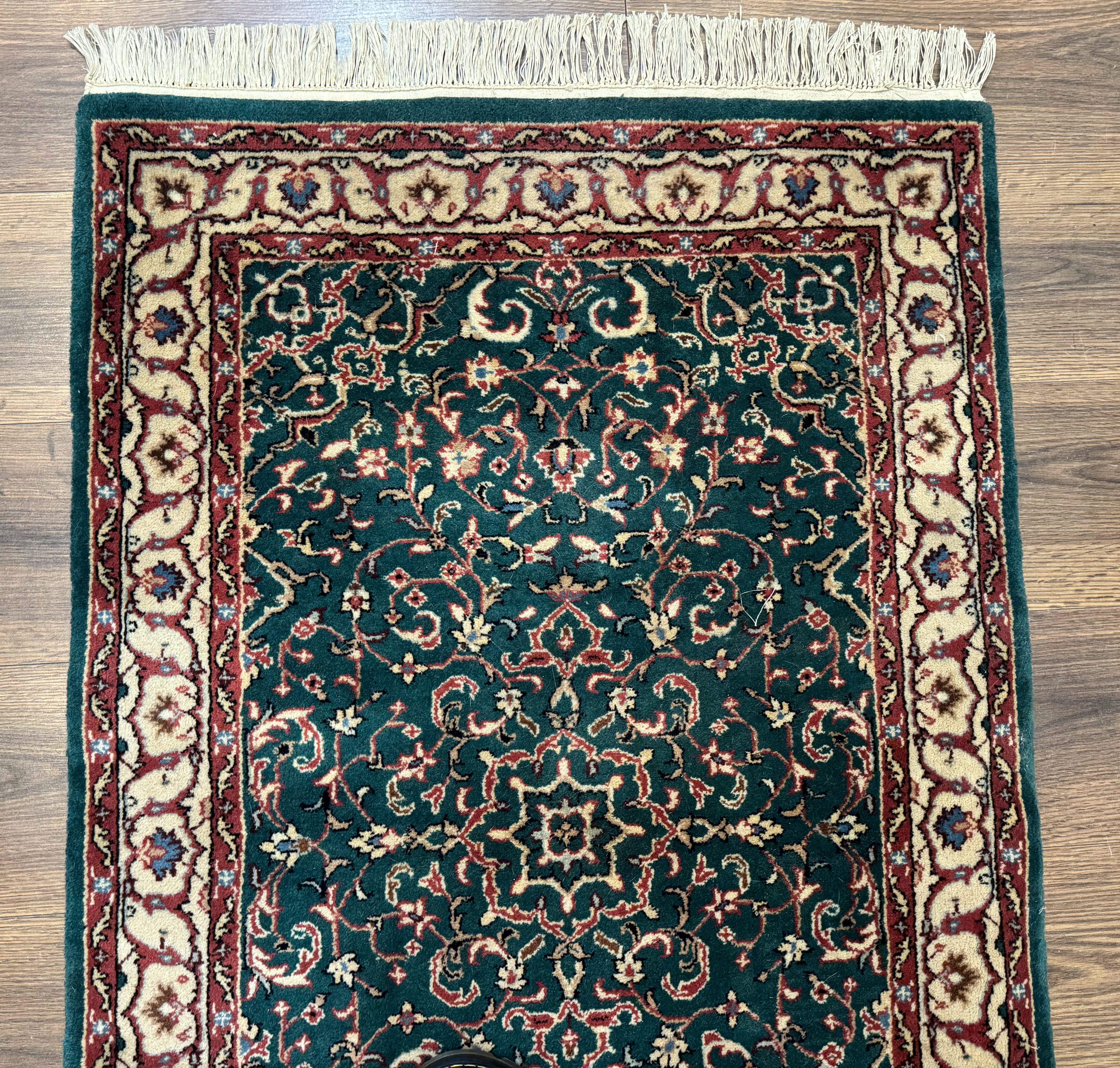 Dark Green Indo Persian Rug 2.5 x 4, Hand Knotted Wool Small Oriental Carpet - Jewel Rugs