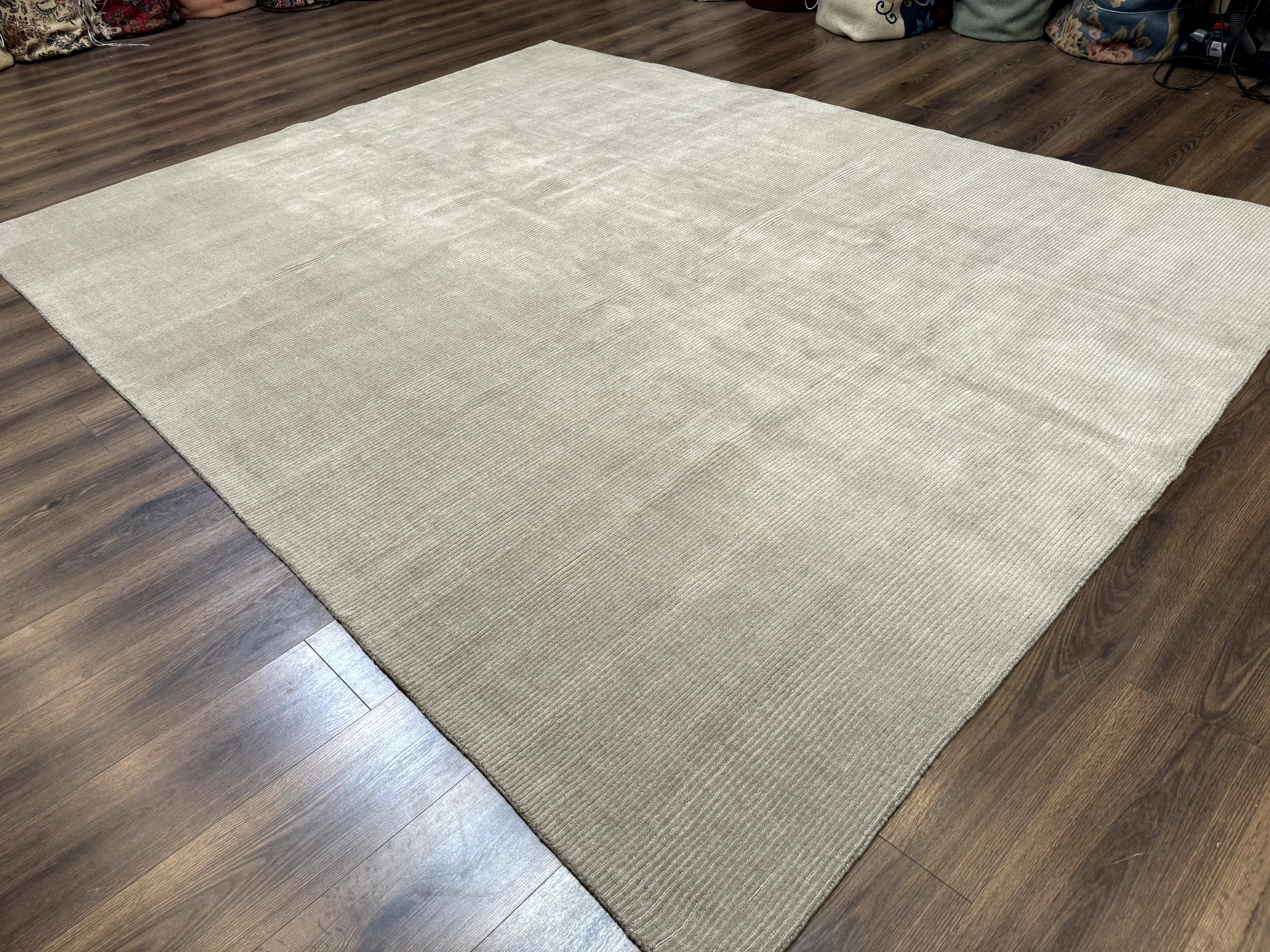 Tibetan Rug 8x10 Taupe Handmade Wool Modern Contemporary Carpet - Jewel Rugs
