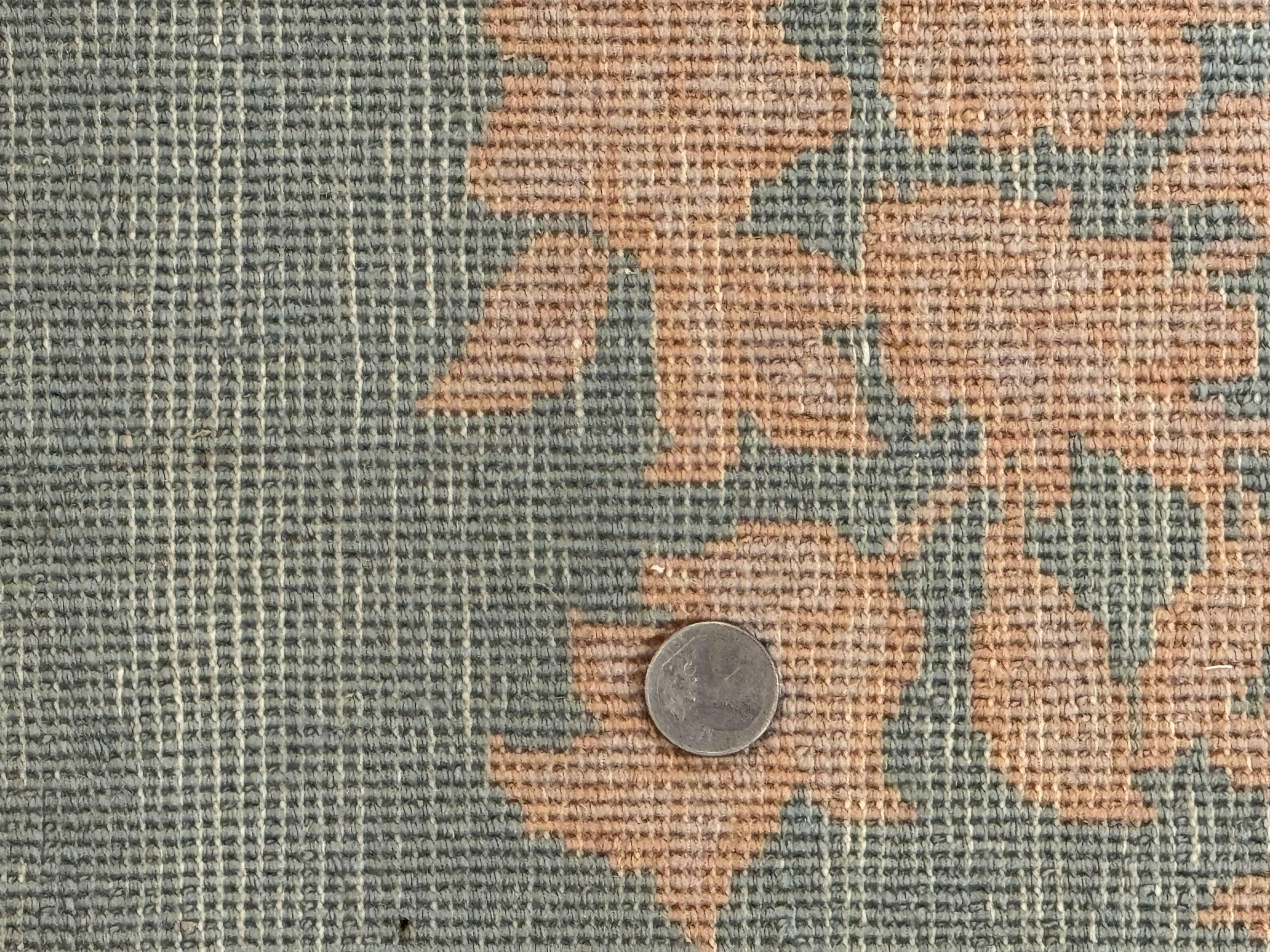 Teal Chinese Wool Rug 6x8, Vintage Handmade Carpet, Floral, Semi Open Field - Jewel Rugs