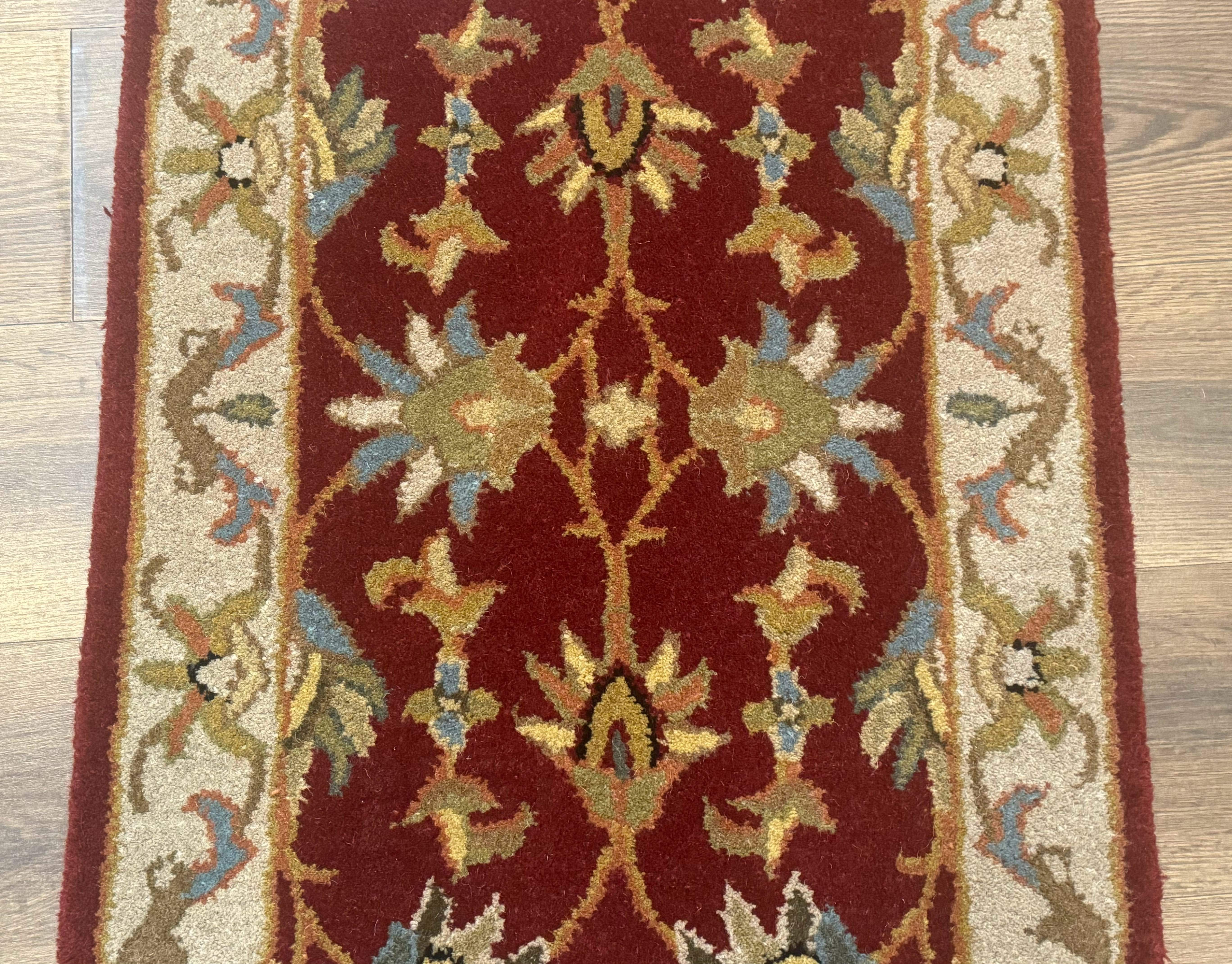 Small Floral Wool Rug 2x3, Safavieh Heritage Collection, Dark Red & Cream - Jewel Rugs
