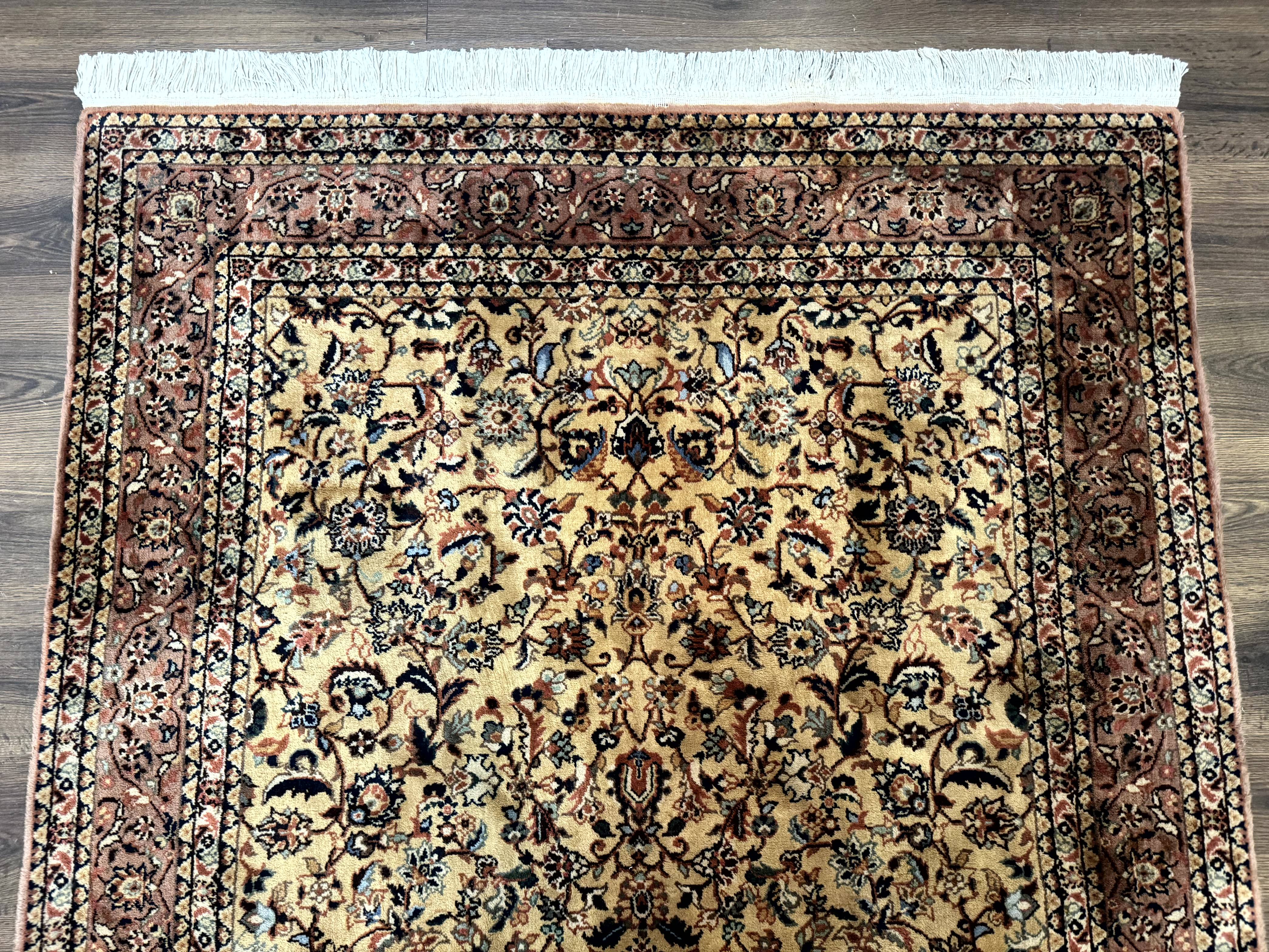 Indo Persian Rug 5x8, Light Tan/Camel, Allover Design - Jewel Rugs