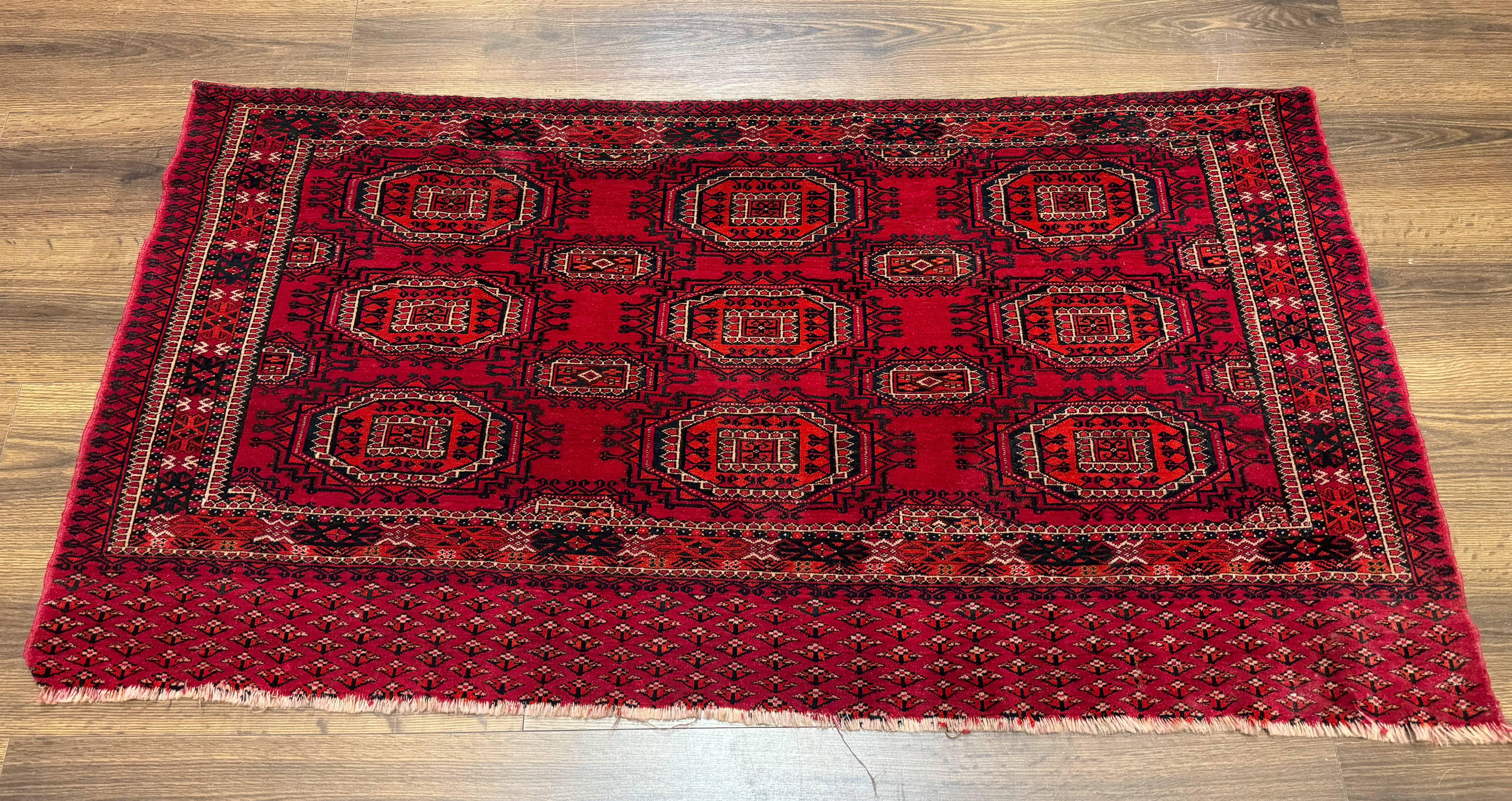 Antique Turkoman Salor Rug, Turkoman Textile, Fine 400 KPSI, Red, Persian Tribal Rug - Jewel Rugs