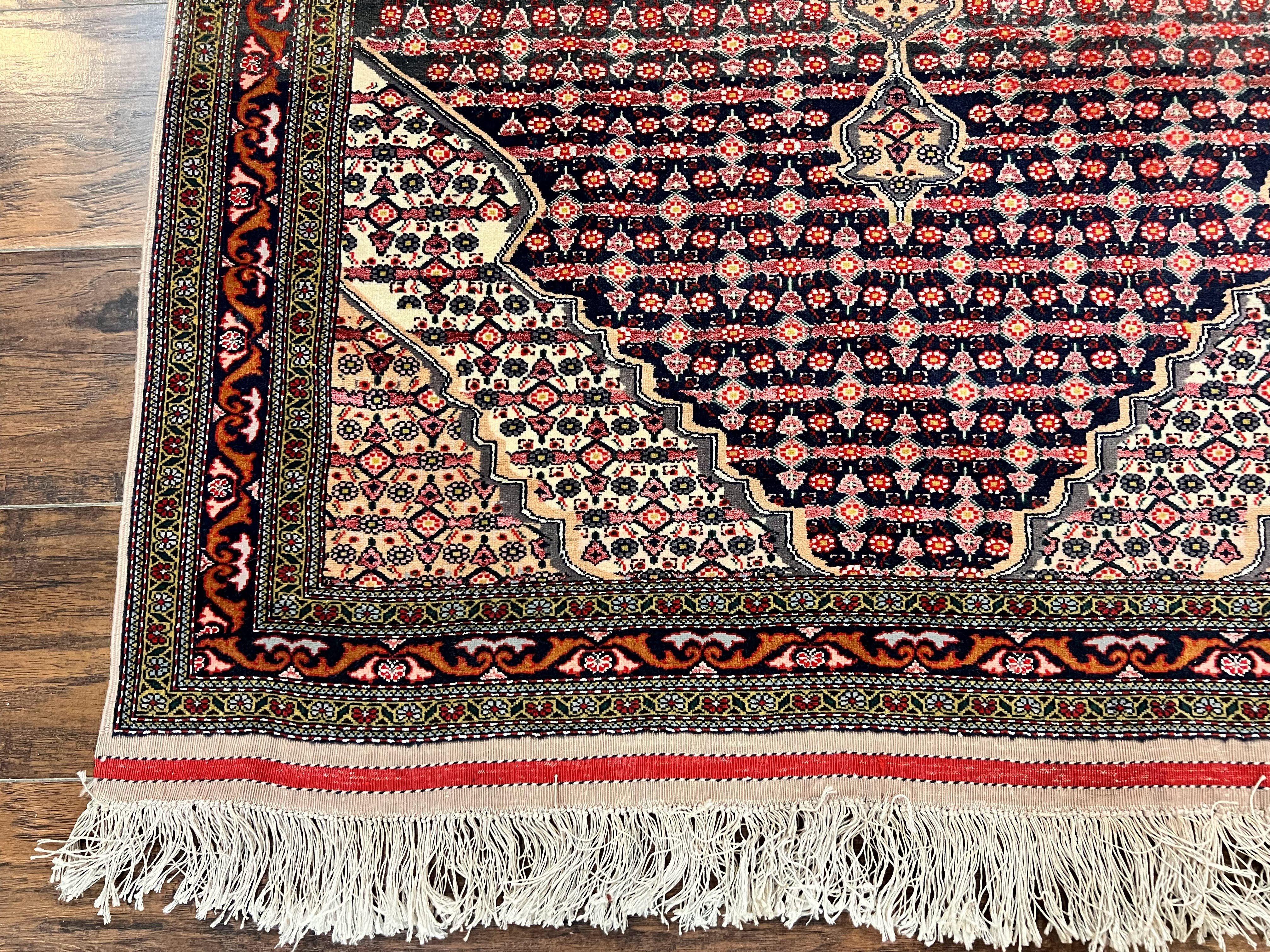 Afghan Rug 4x5, Wool with Silk Highlights, Very Fine Hand Knotted Vintage Oriental Carpet, Herati Pattern, Persian Rug, Bidjar Rug, 400 KPSI - Jewel Rugs