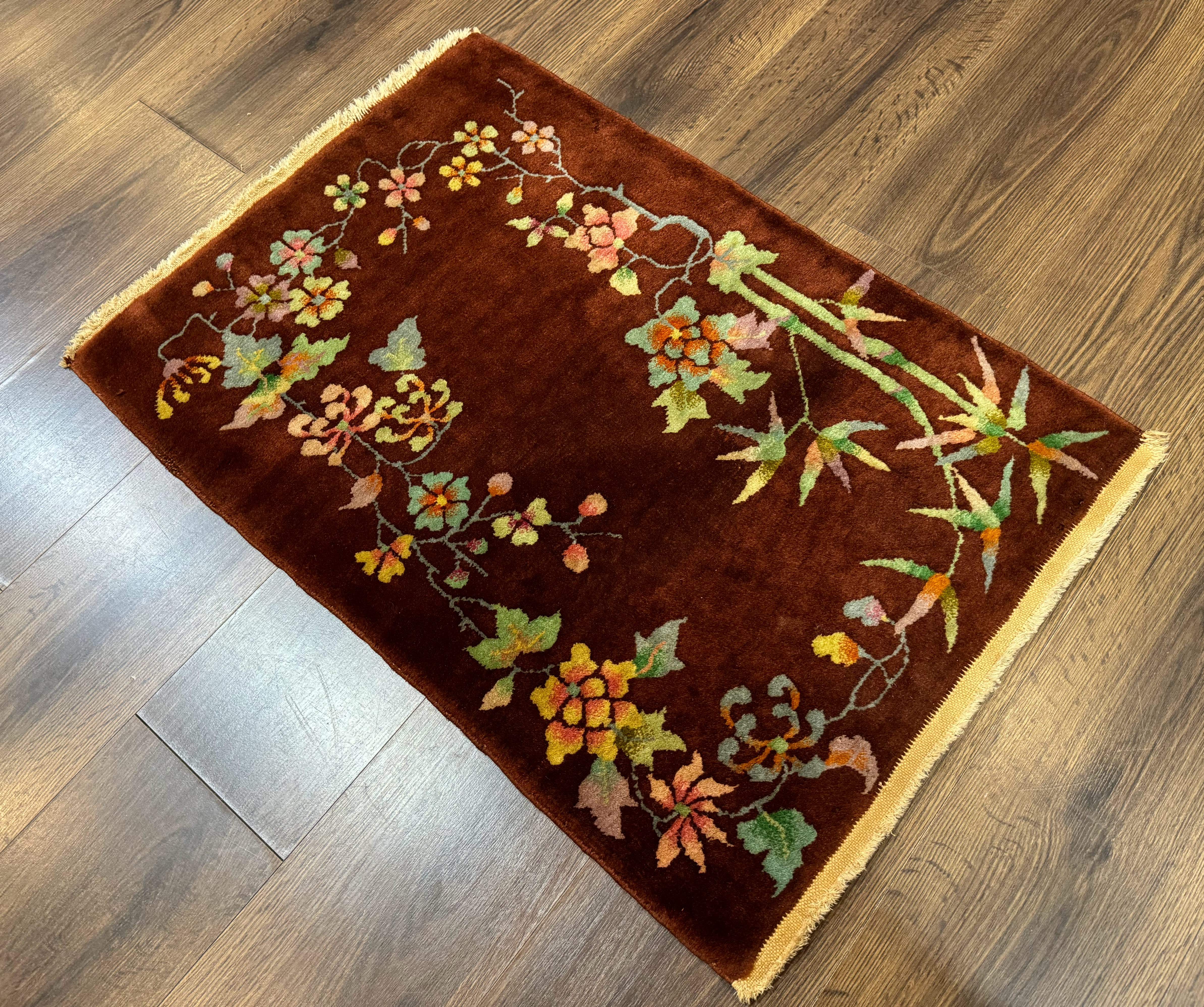 Small Chinese Art Deco Rug 2x3, Wool, Antique, Nichols - Jewel Rugs