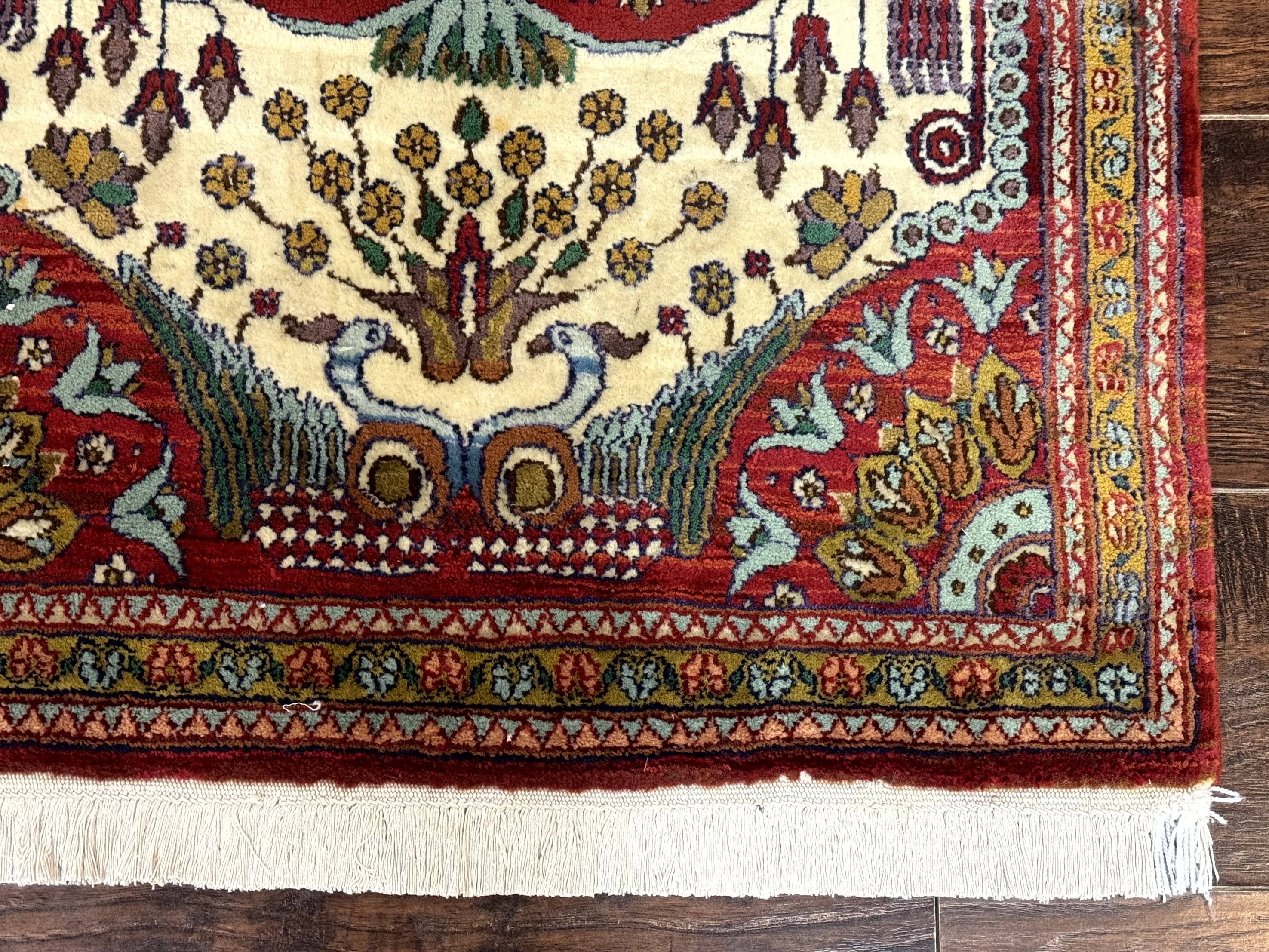 Persian Bijar Rug 2.6 x 4, Antique Carpet, Brick Red and Ivory - Jewel Rugs