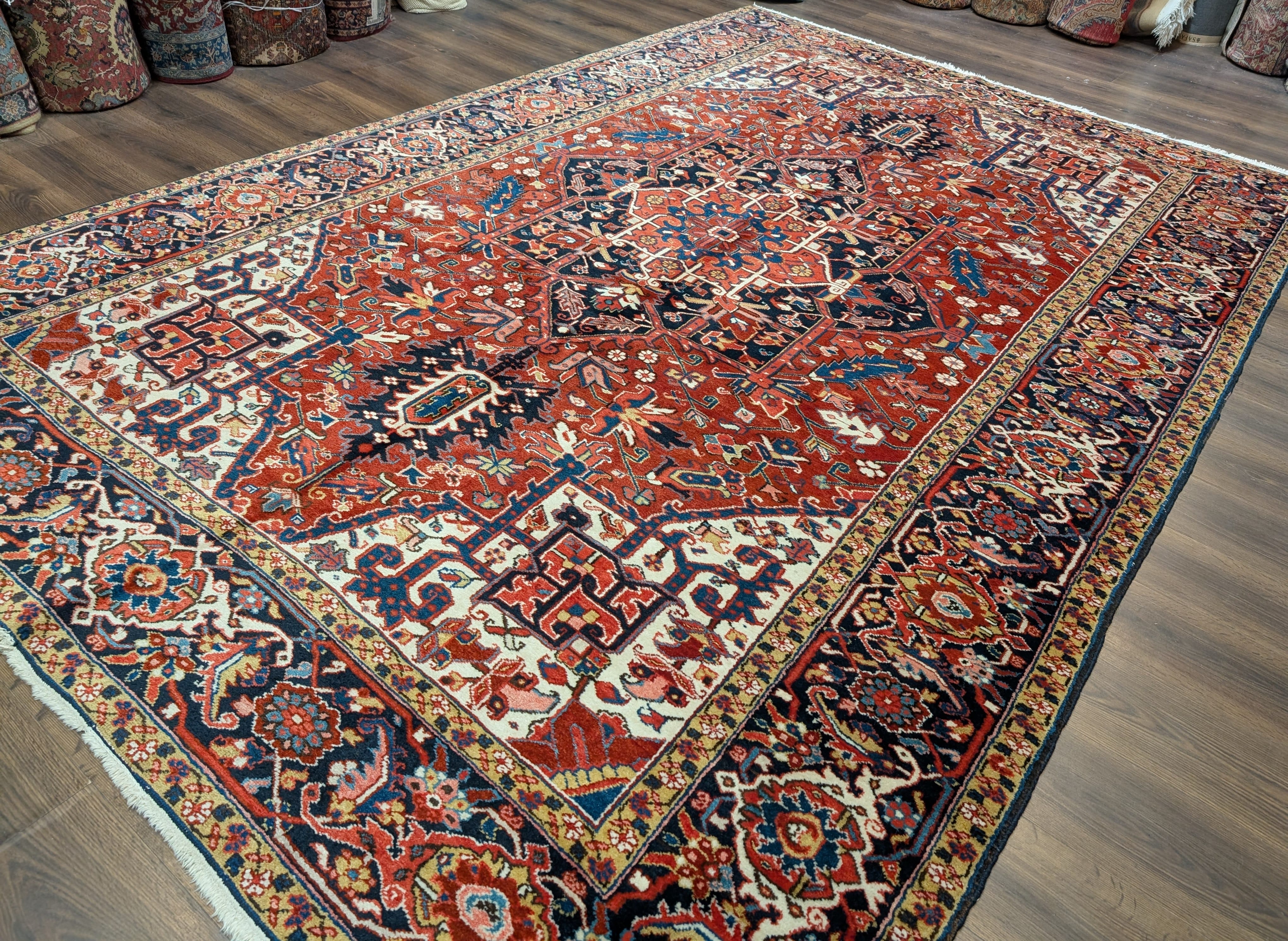 Persian Heriz Rug 8x12, Hand-Knotted Wool Carpet - Jewel Rugs