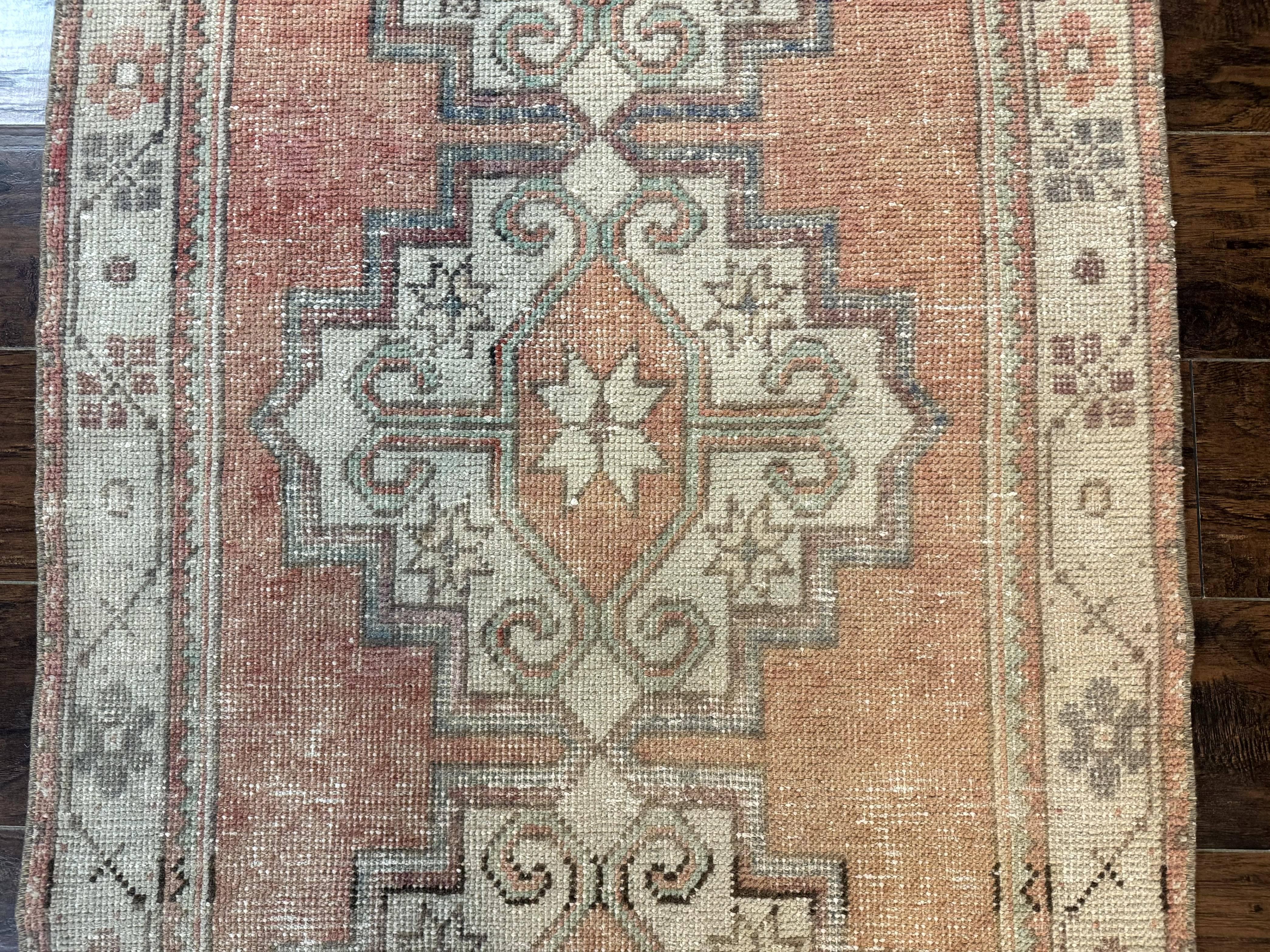 Antique Turkish Runner Rug 3 x 9.6, Farmhouse Rug, Geometric Runner, Handmade, Vintage Rug for Modern Home - Jewel Rugs