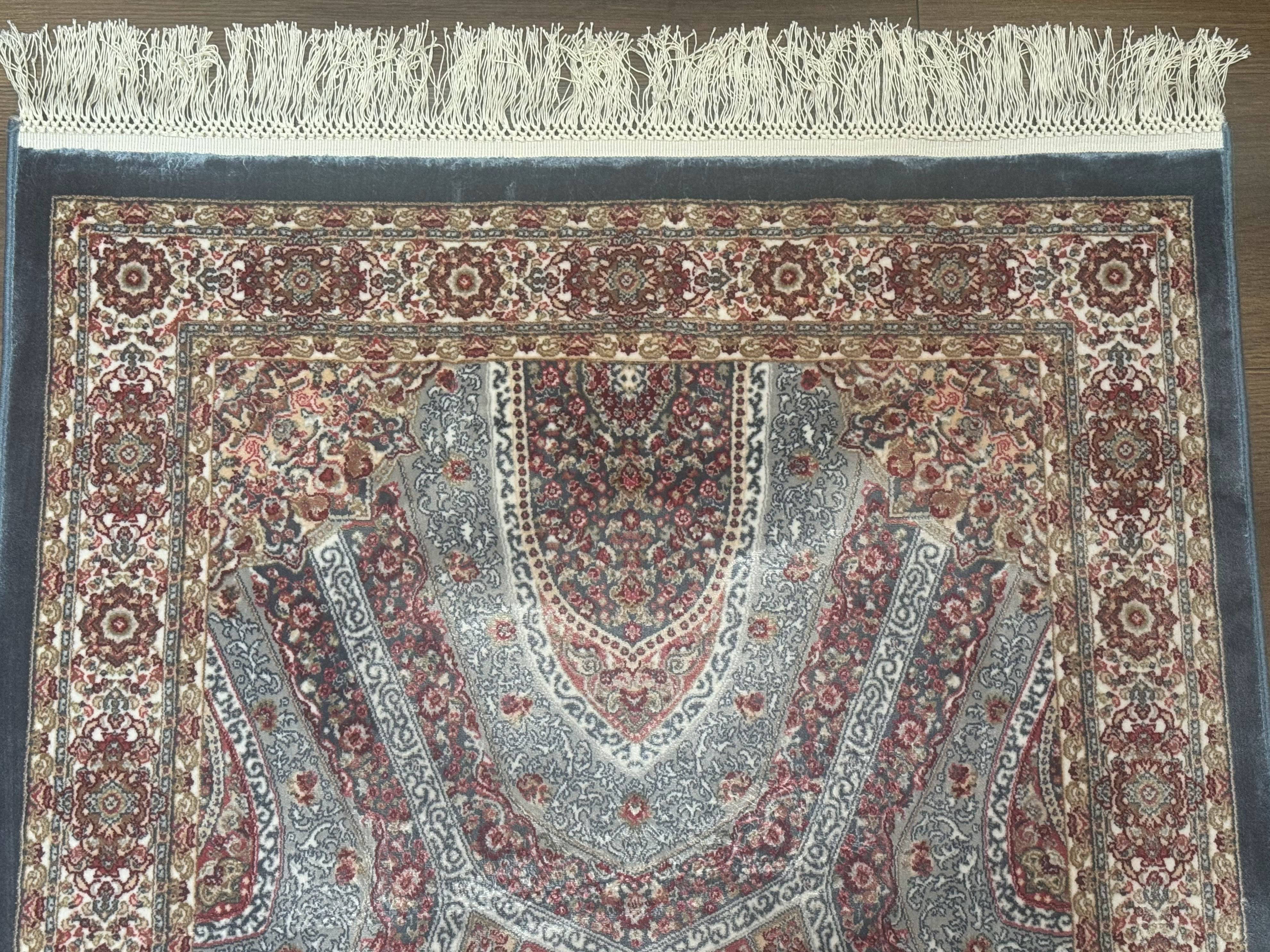 Turkish Silk Runner Rug 2.6 x 13, Blue Runner Rug, Dome Design, Bamboo Silk, New - Jewel Rugs