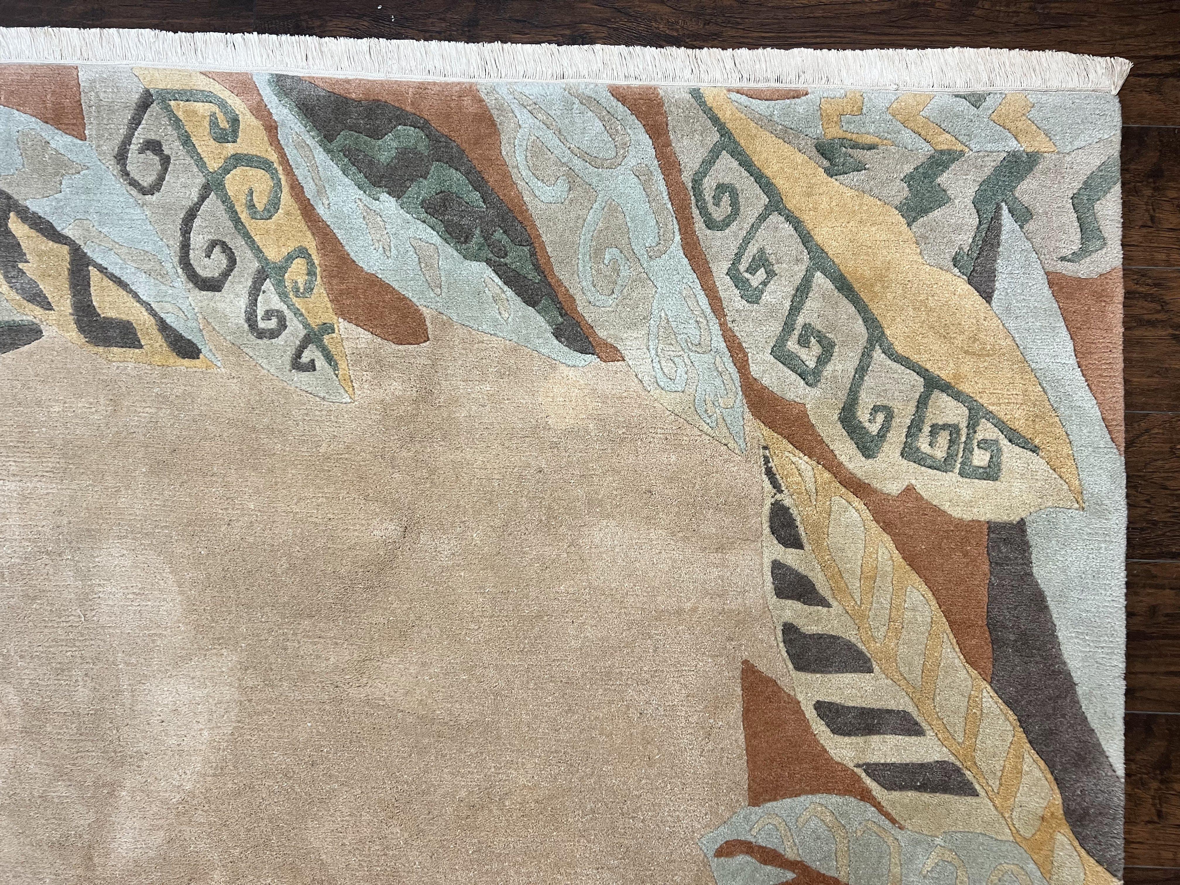 Modern Tibetan Rug 7x10, Soft Wool, Tufenkian Style Carpet, Tibet Nepali Rug, Open Field, Handmade Wool Rug - Jewel Rugs