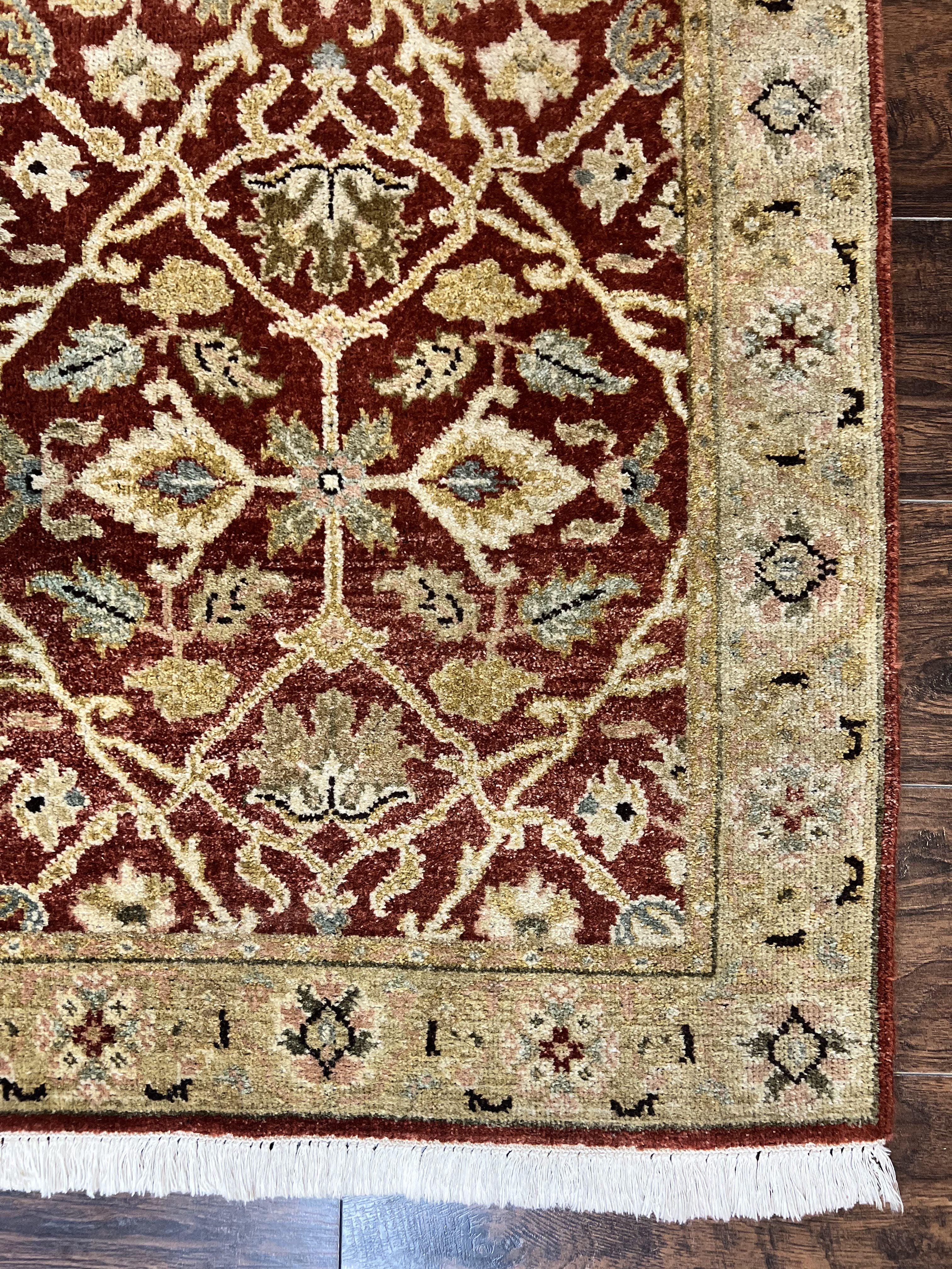 Pakistani Chobi Runner Rug 2.6 x 8, Pak Persian Oriental Rug for Hallway, Maroon Tan-Gold, Handmade Wool 8ft Runner for Hallway, Vintage Rug - Jewel Rugs