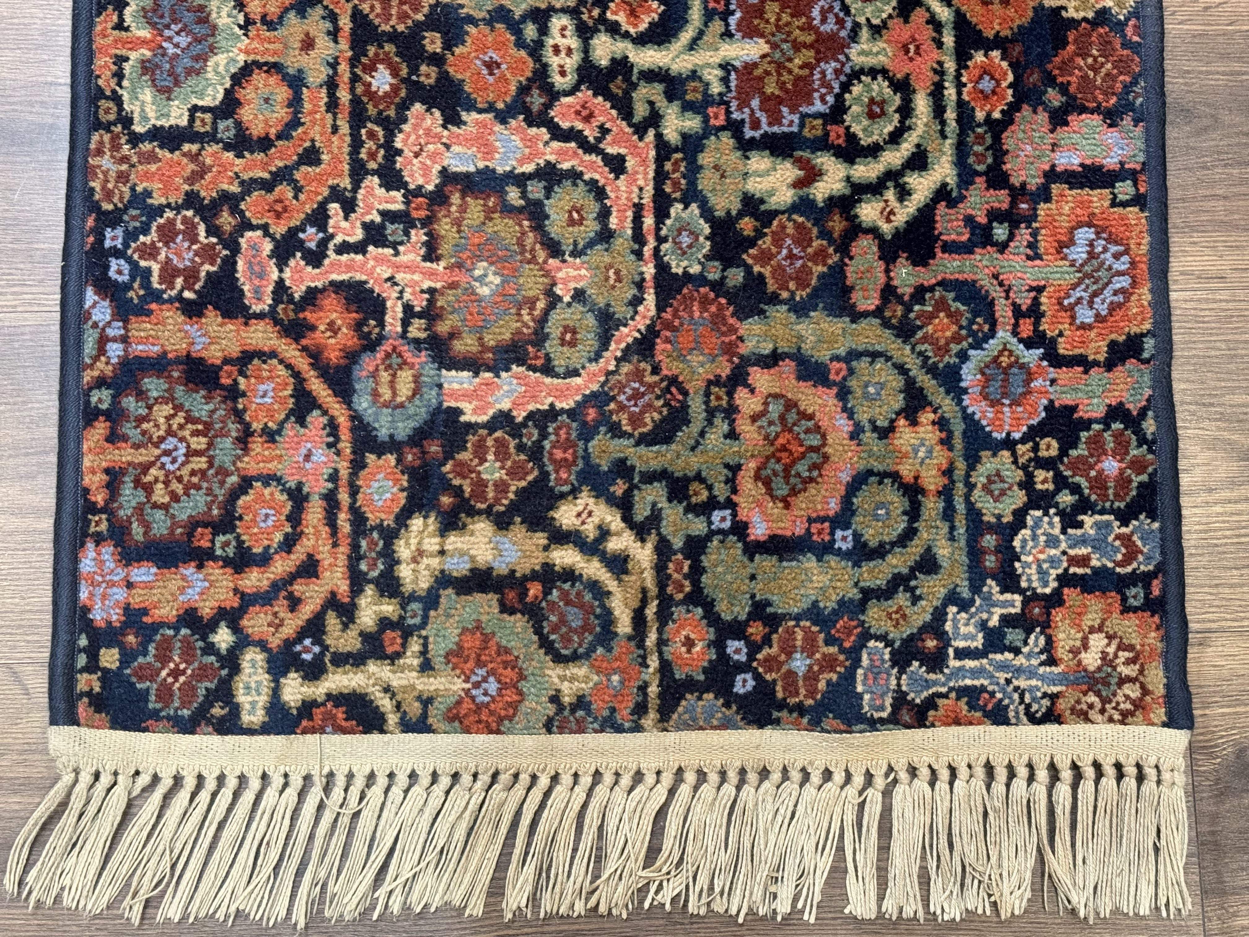 Small Wool Karastan Rug 2 x 2.5, Navy Blue, Vintage - Jewel Rugs