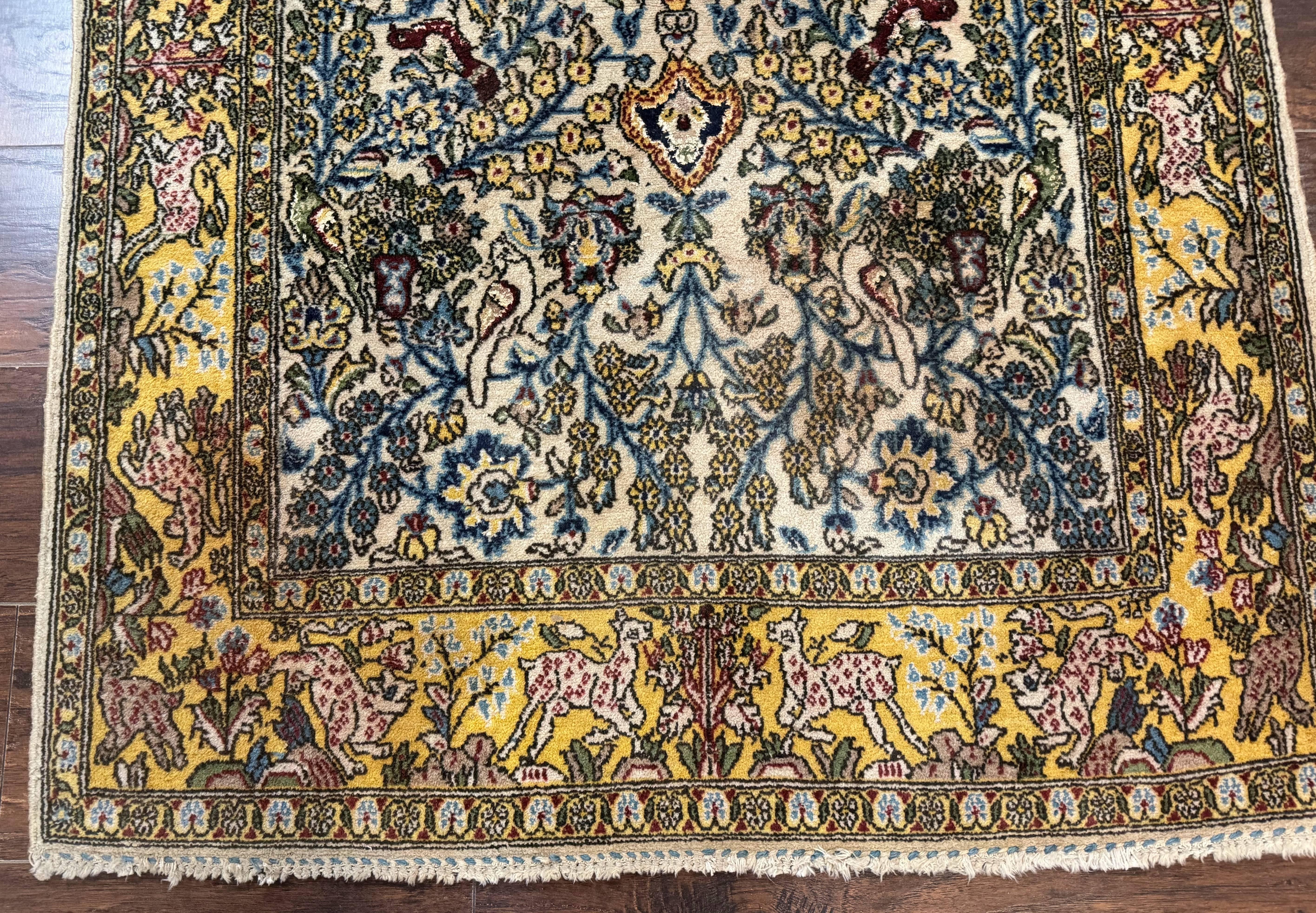 Persian Qum Tree of Life Rug 3.5 x 5.5, Animal Pictorials, Kork Wool with Silk Highlights - Jewel Rugs