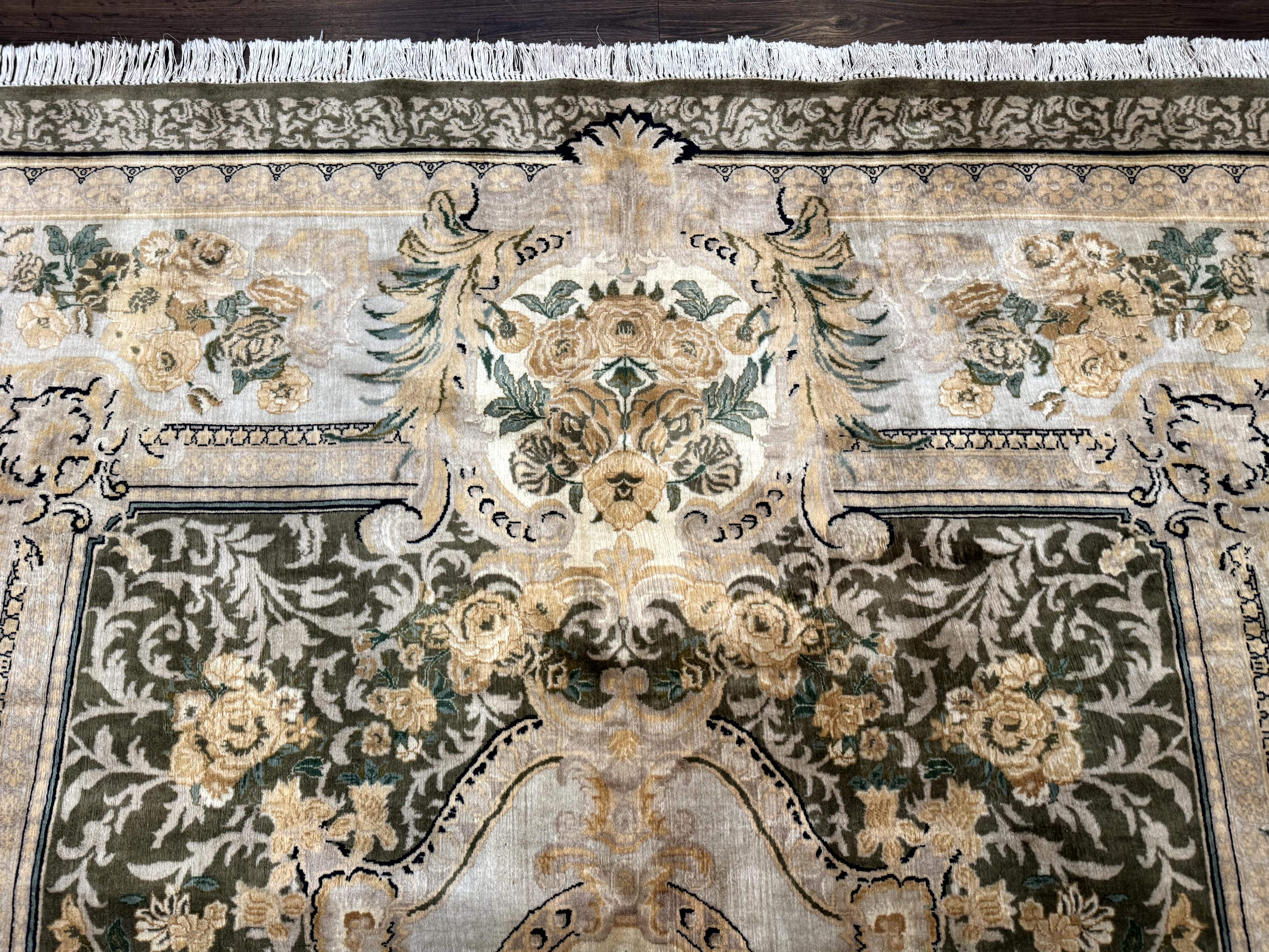 Aubusson Rug 8x10, Very Fine 225 KPSI, Floral, French European Design, Pakistani Carpet - Jewel Rugs