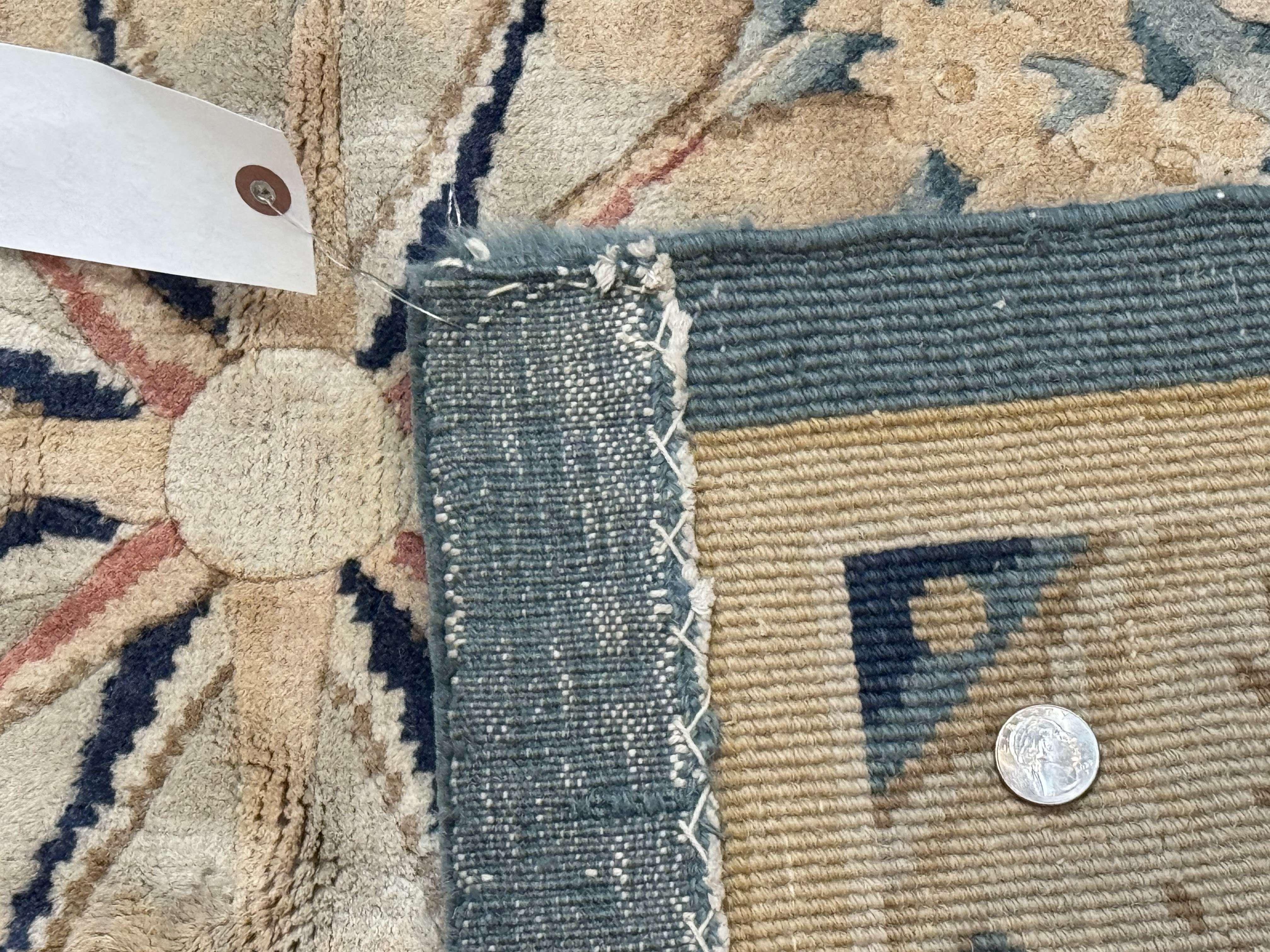 Aubusson Rug 8x10, French European Design, Soft Thick Wool Pile, Off White and Light Blue, Carving Sculpted Rug - Jewel Rugs