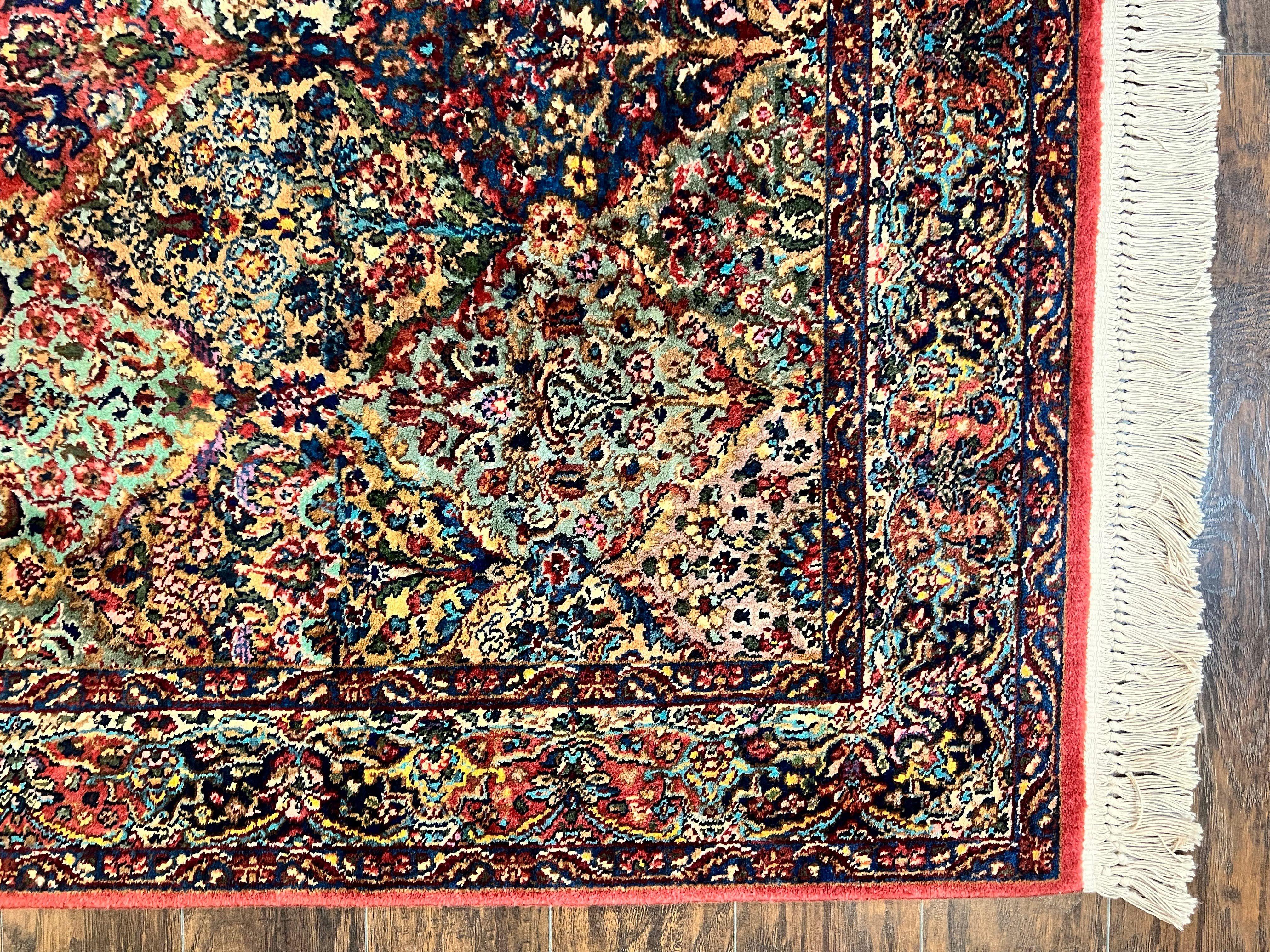 Karastan Multicolor Panel Kirman Rug #717, Wool Karastan Rug 5.9 x 9, Vintage Multipanel Kirman, Original Karastan Collection 700 Series - Jewel Rugs