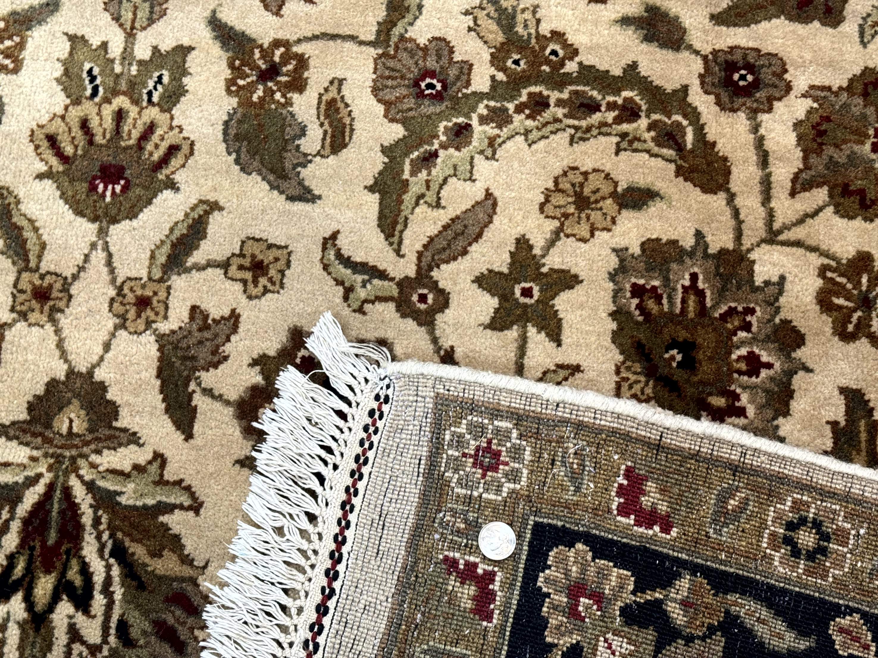 Indo Persian Mahal Rug 9x12, Cream and Black, Hand Knotted Wool Traditional Oriental Carpet - Jewel Rugs