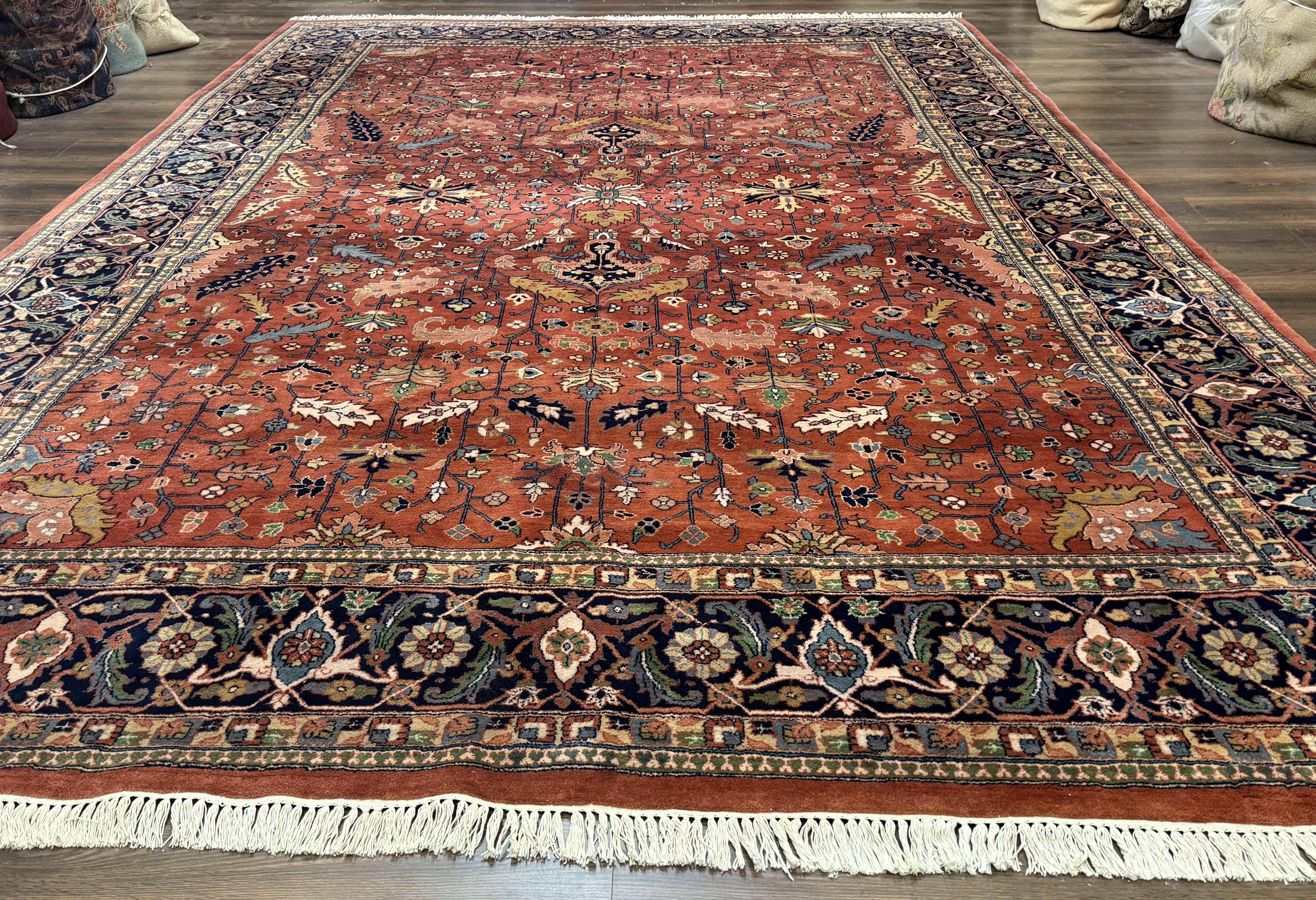 Indo Persian Heriz Rug 10x15, Allover Pattern, Large Wool Handmade Rug - Jewel Rugs