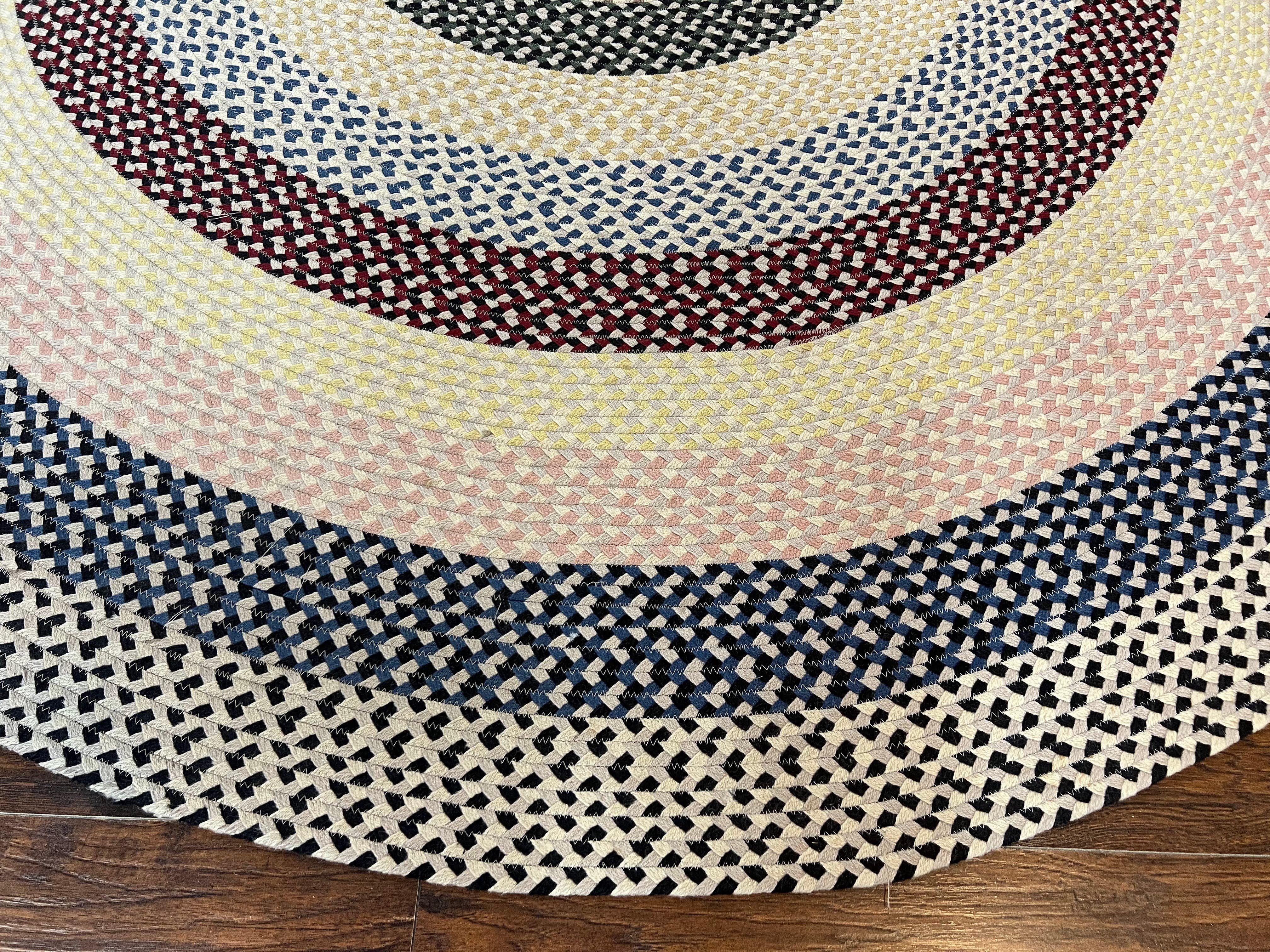 Round American Braided Rug 9x9 ft, Large Round Vintage Braided Rug, Multicolor - Jewel Rugs