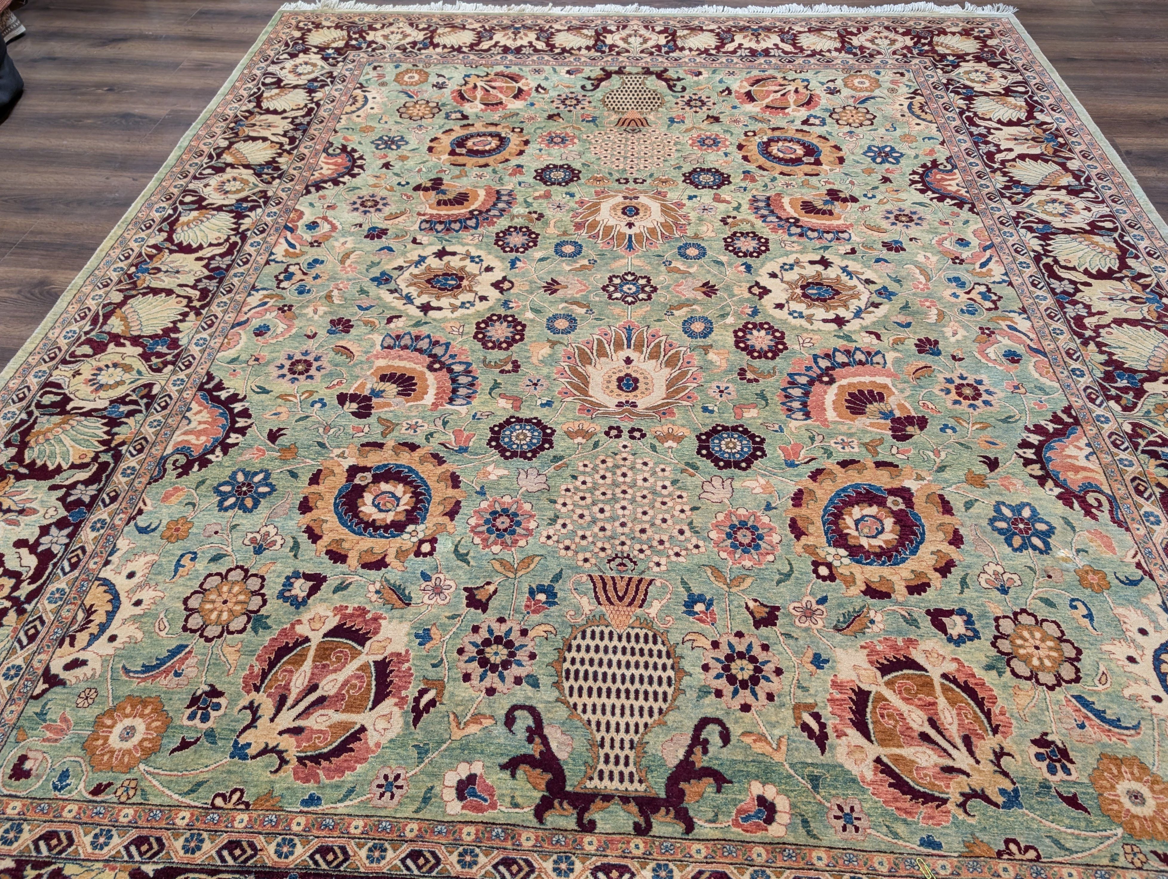 Pak Persian Rug 8x10 – Light Green Hand-Knotted Wool Oriental Carpet - Jewel Rugs