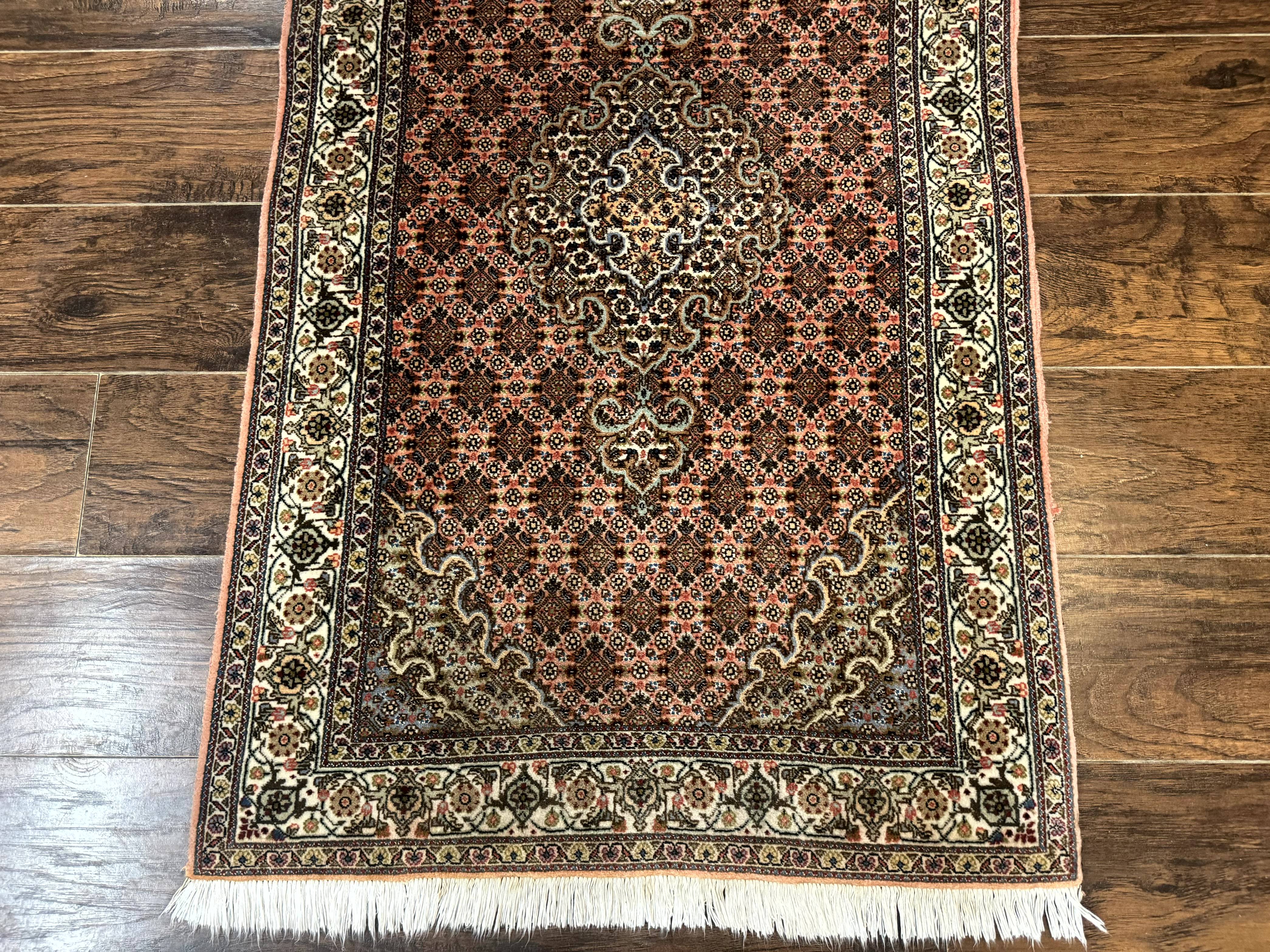 Persian Tabriz Runner Rug for Hallway Herati 320 KPSI Salmon Ivory 2.8 x 11.7 - Jewel Rugs