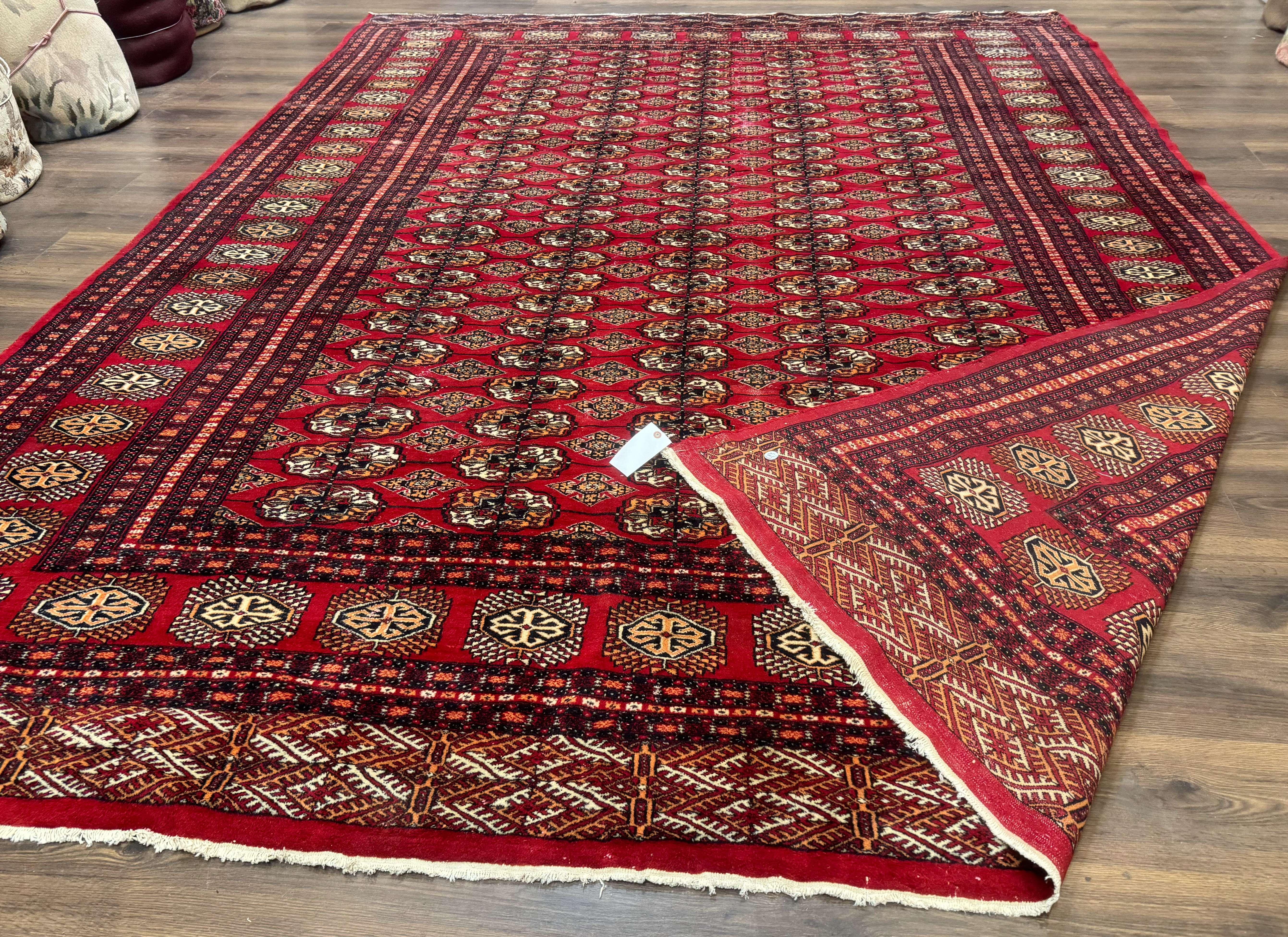 Bokhara Rug 9x12, Red Turkoman Rug, Pakistani Rug, Tribal Carpet, Wool Rug, Red Rug - Jewel Rugs
