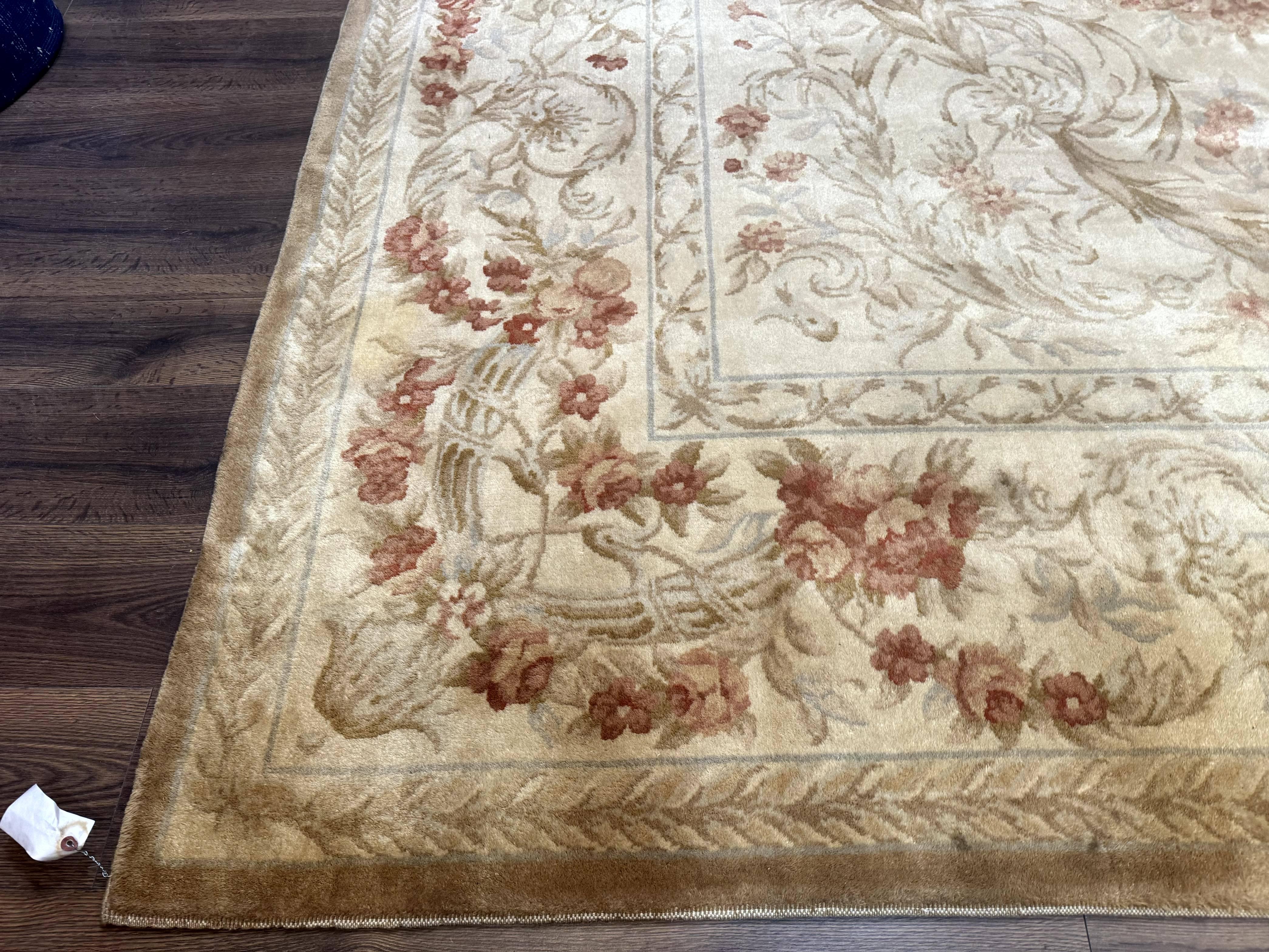 Chinese Aubusson Wool Rug 10x14, European Design, Thick Wool Pile - Jewel Rugs