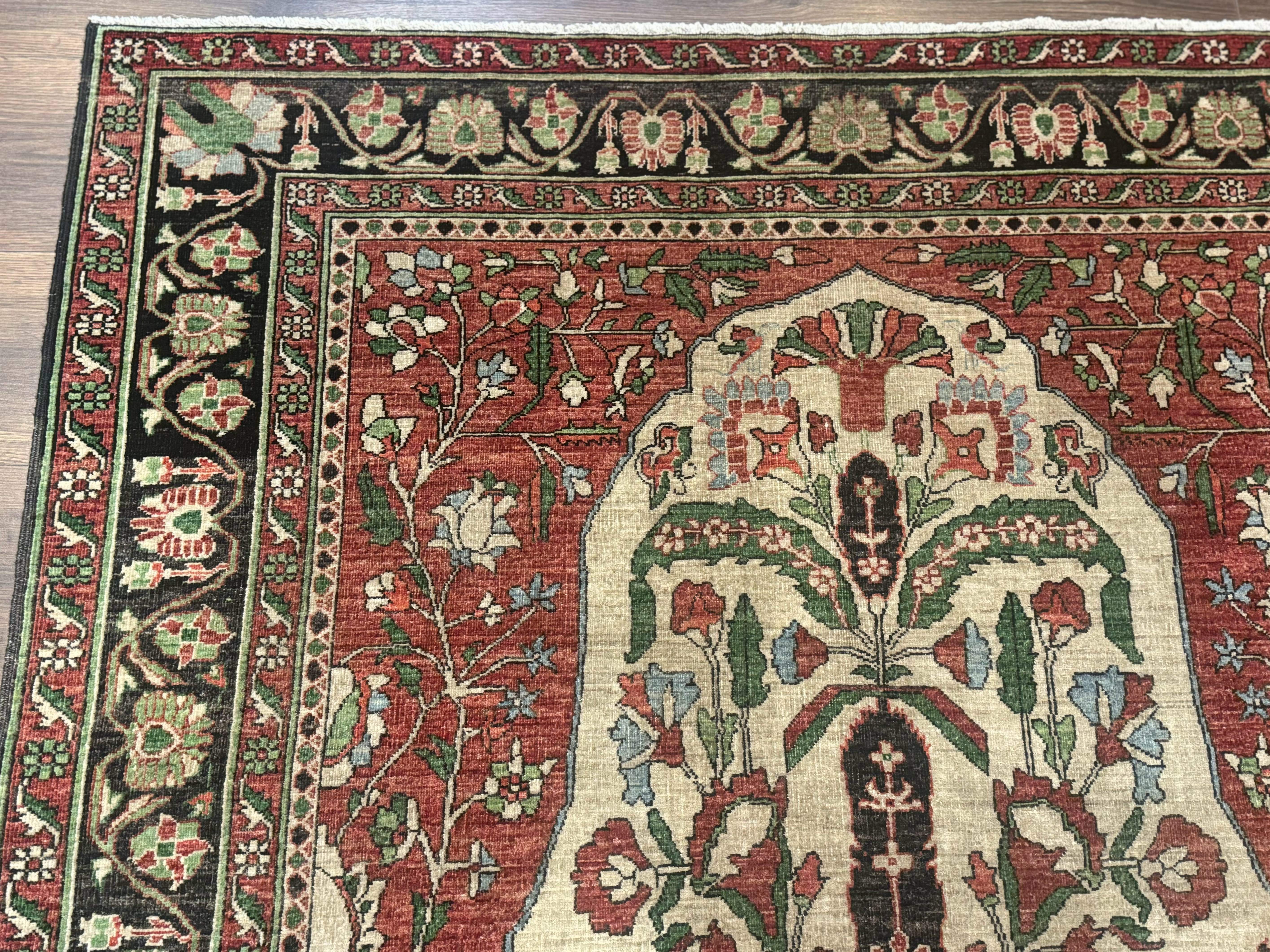 Persian Sarouk Rug 5x7 – Tree of Life Prayer Rug, Persian Vase Design - Jewel Rugs