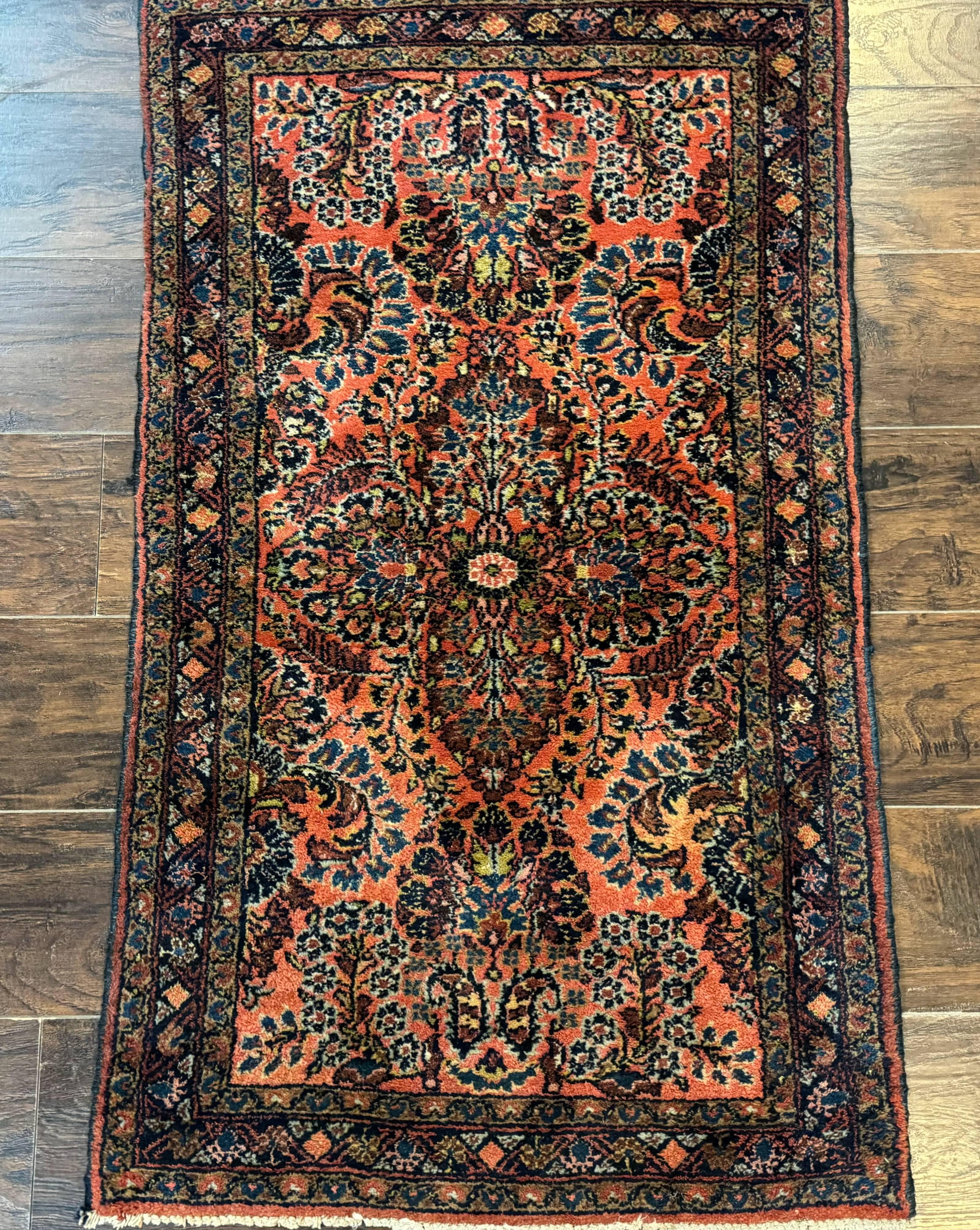Antique Persian Lilihan Rug 2x4, Red, Floral, Wool, Handmade Lilian Persian Carpet - Jewel Rugs