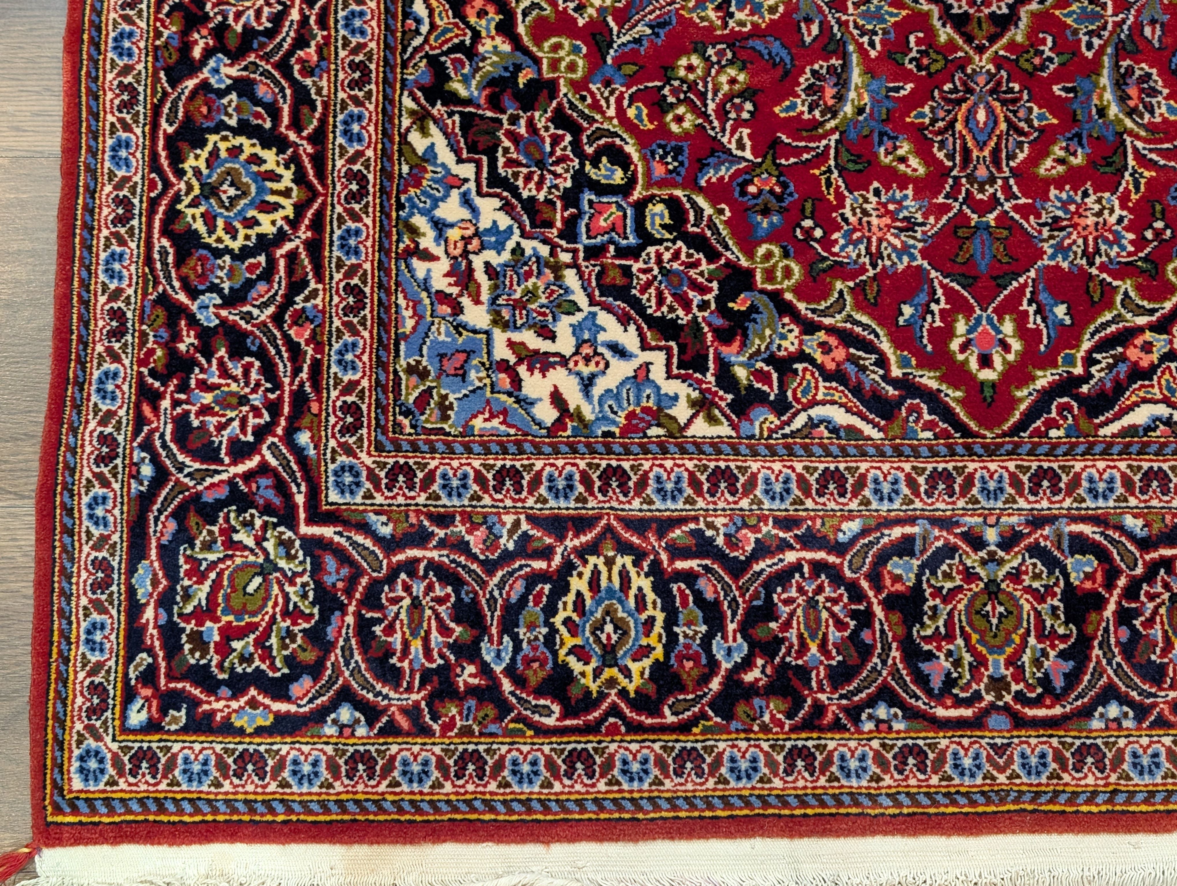 Red Persian Rug 3x5, Kashan Rug, Fine 210 KPSI, Traditional Hand Knotted Persian Carpet - Jewel Rugs